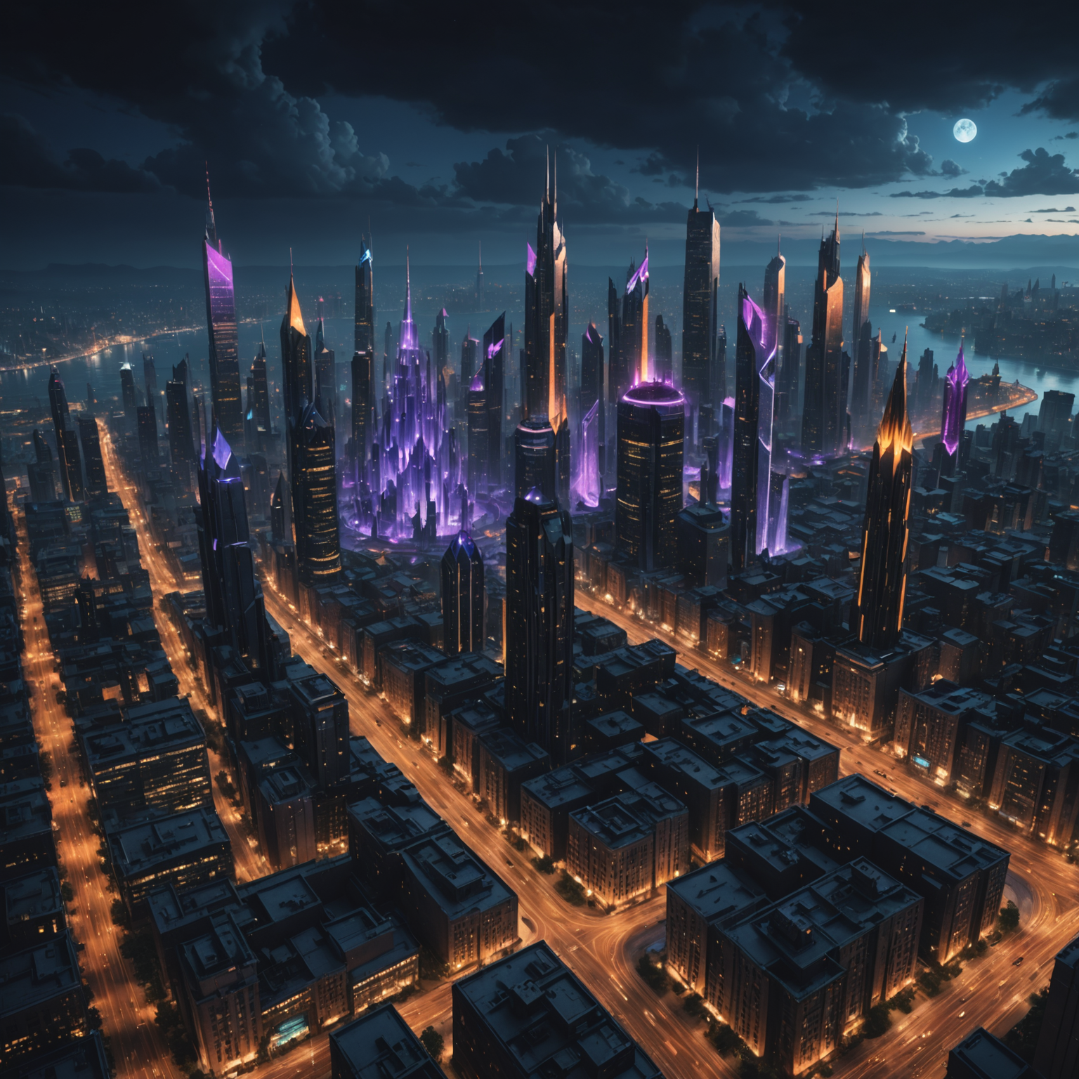 4K Fantasy Desktop Wallpaper – Arcane City at Night fantasy art
