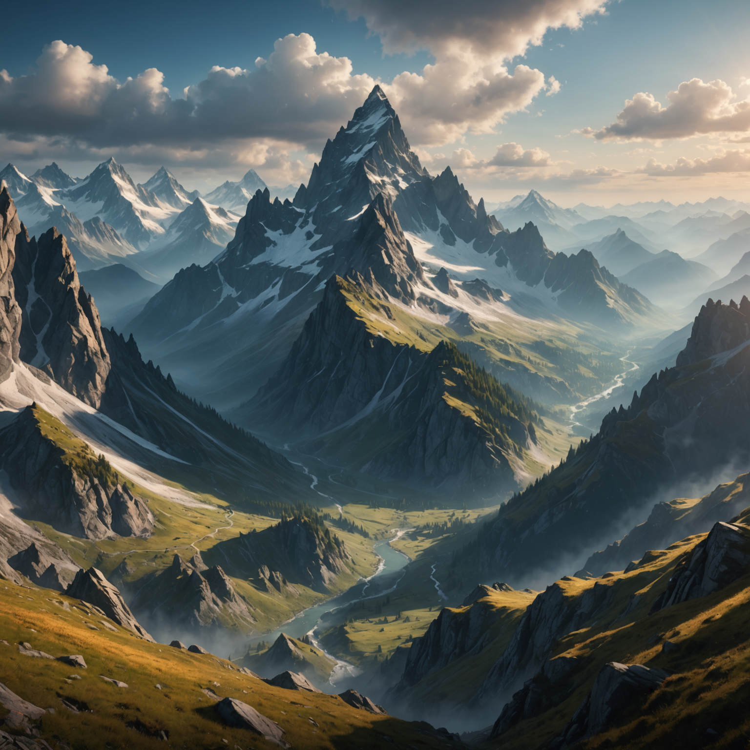 4K Fantasy Desktop Wallpaper – Mystic Mountain Landscape fantasy art