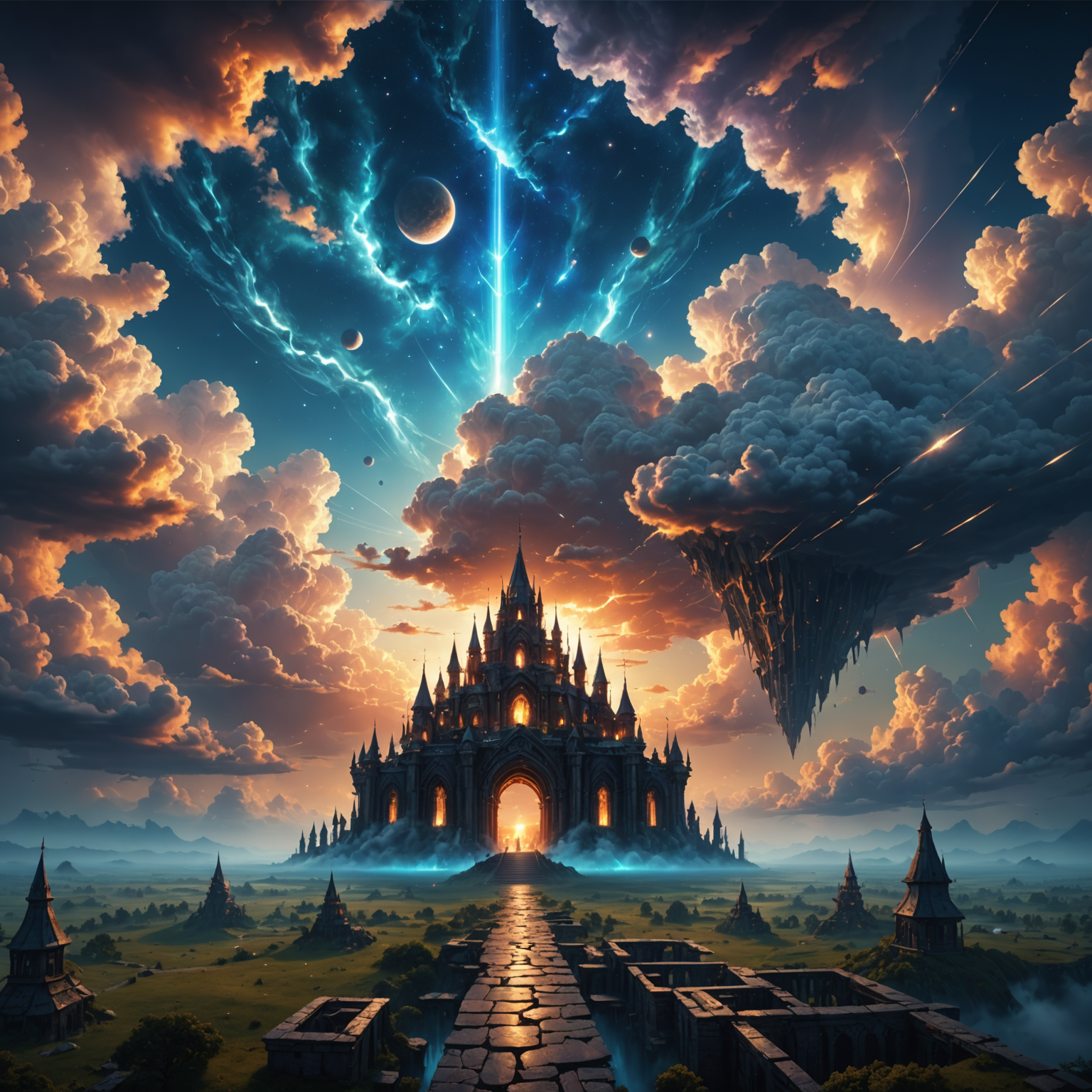 4K Fantasy Wallpaper – Celestial Sky Realm fantasy art