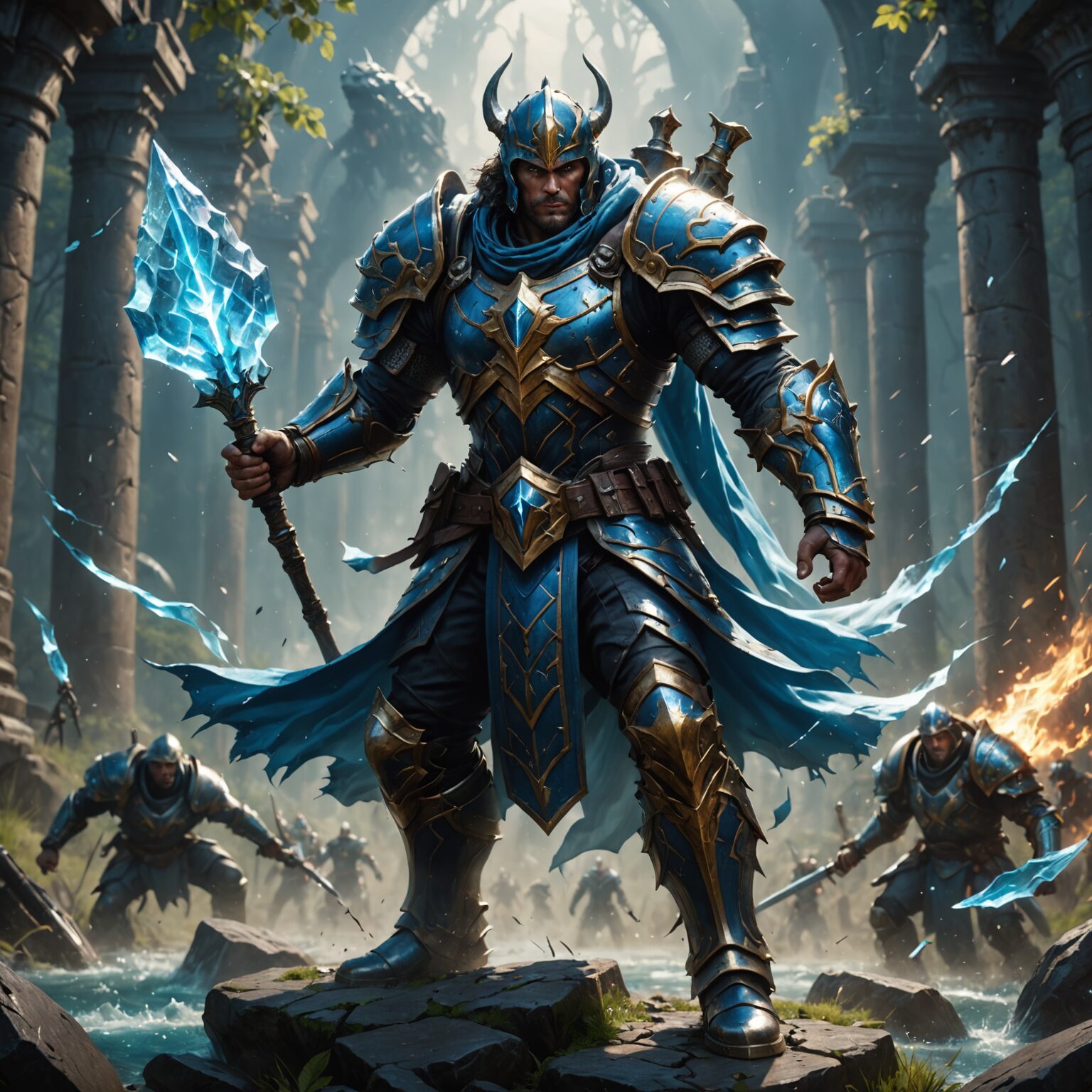 Aqua Sentinel: The Waterborne Champion of the Battlefield fantasy art