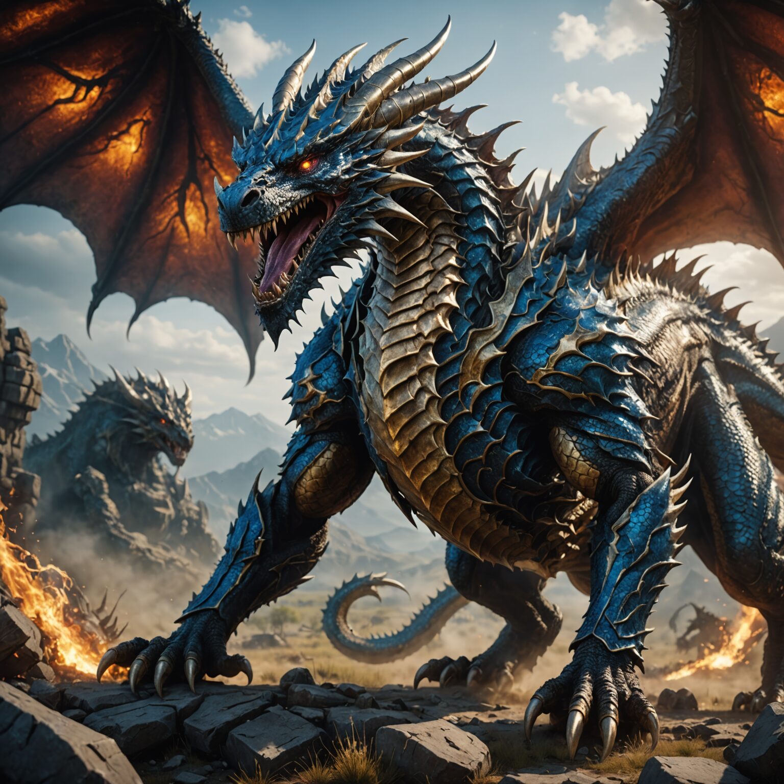 Celestial Champion: The Elder Dragon of the Battlefield fantasy art