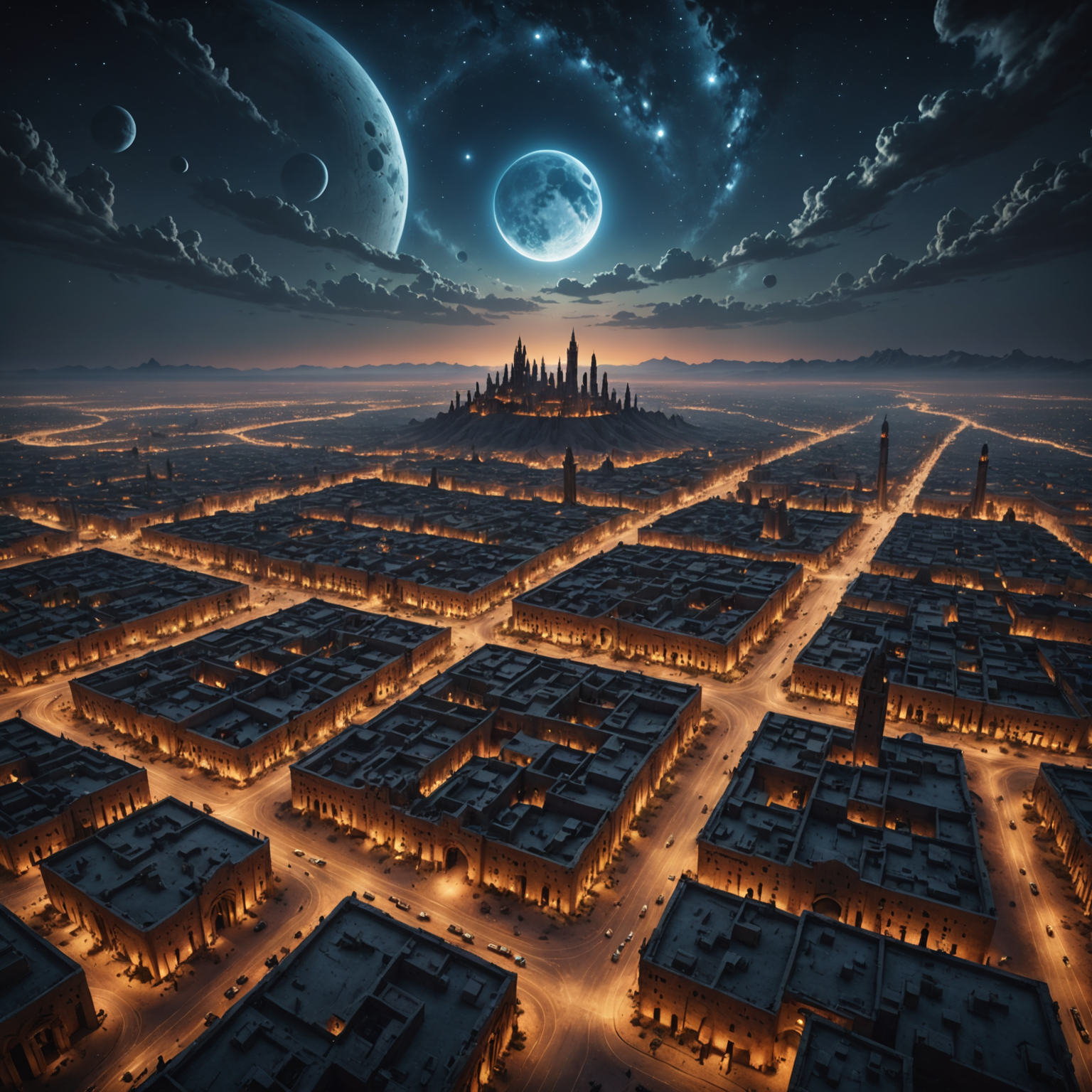 Celestial Desert Kingdom: A Cinematic Nightscape Wallpaper fantasy art