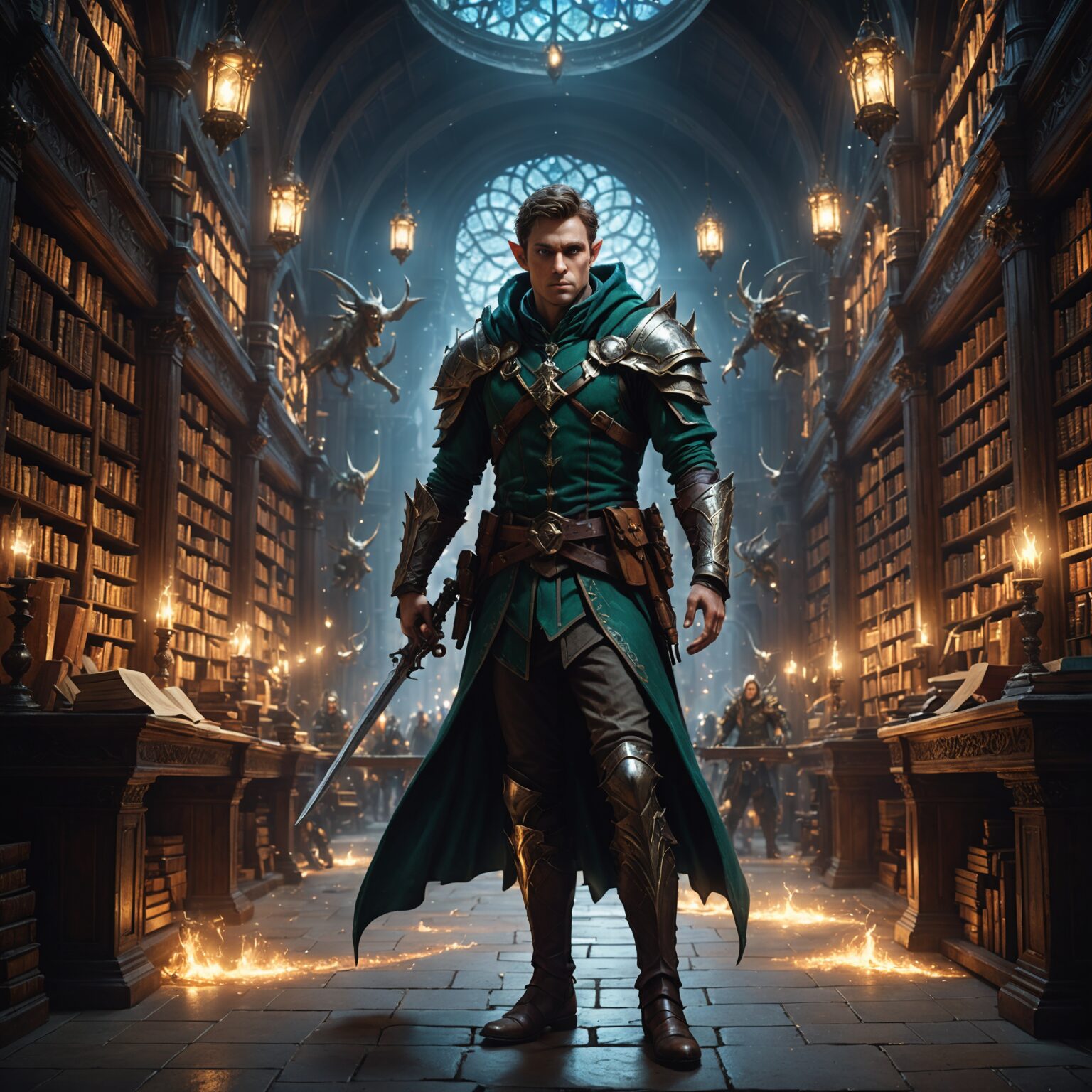 Celestial Hunter Elf in the Arcane Library: A Visual Odyssey Celestial Hunter Elf in the Arcane Library: A Visual Odyssey fantasy art