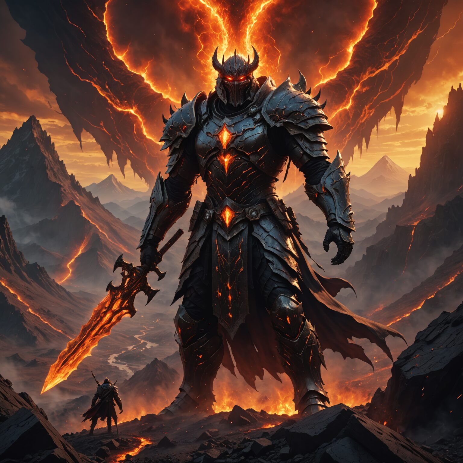Celestial Overlord of the Volcanic Mountains: A Protector's Vigil fantasy art
