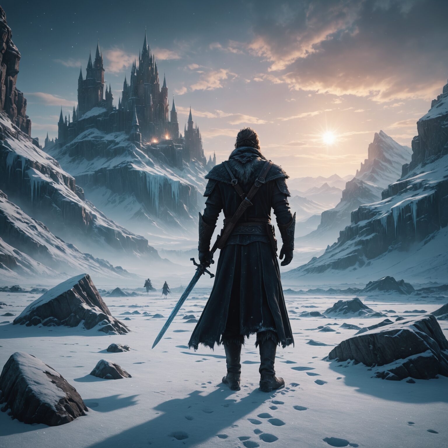 Celestial Shadows Over the Frozen Forgotten Kingdom fantasy art