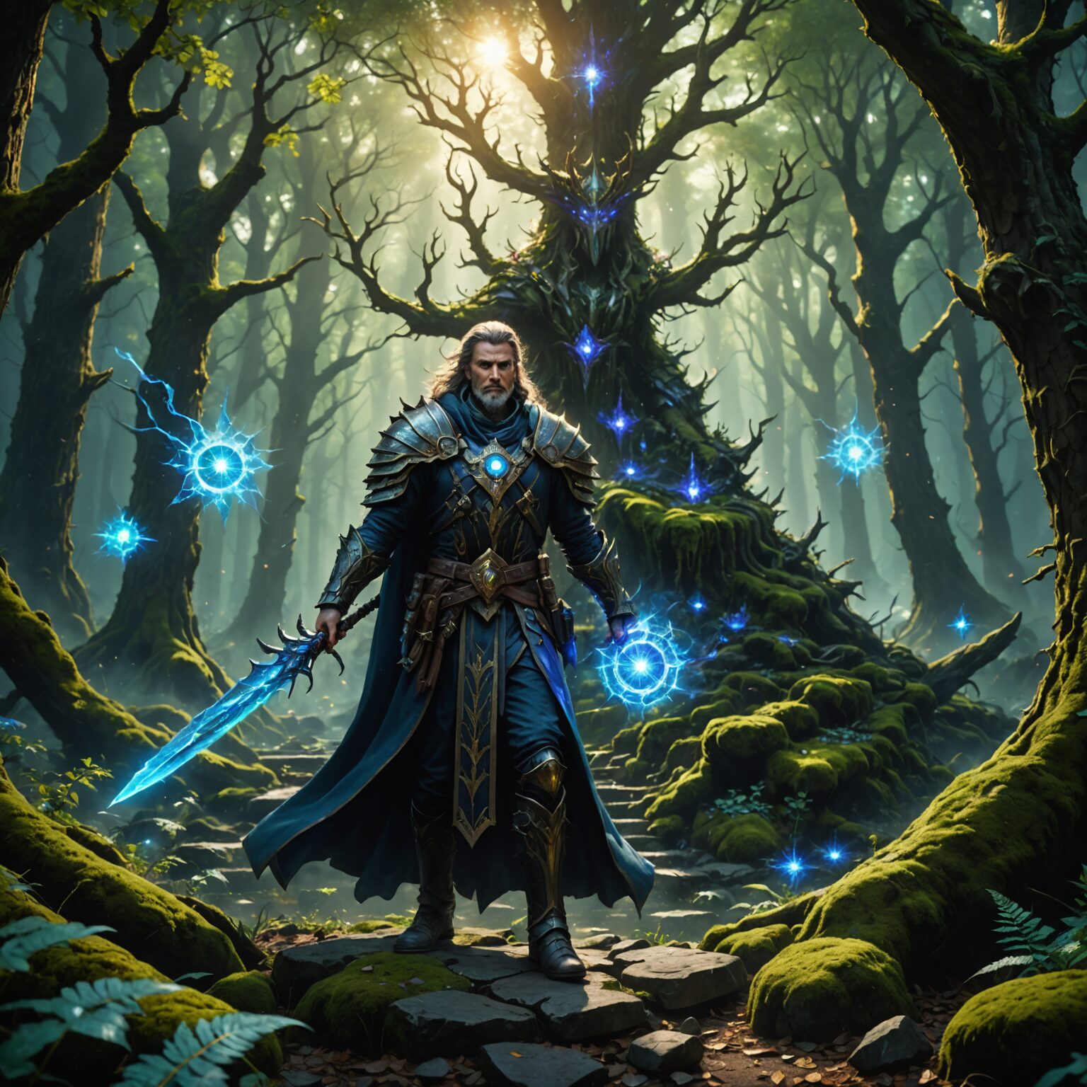 Celestial Spellblade: The Archmage of the Ancient Forest fantasy art