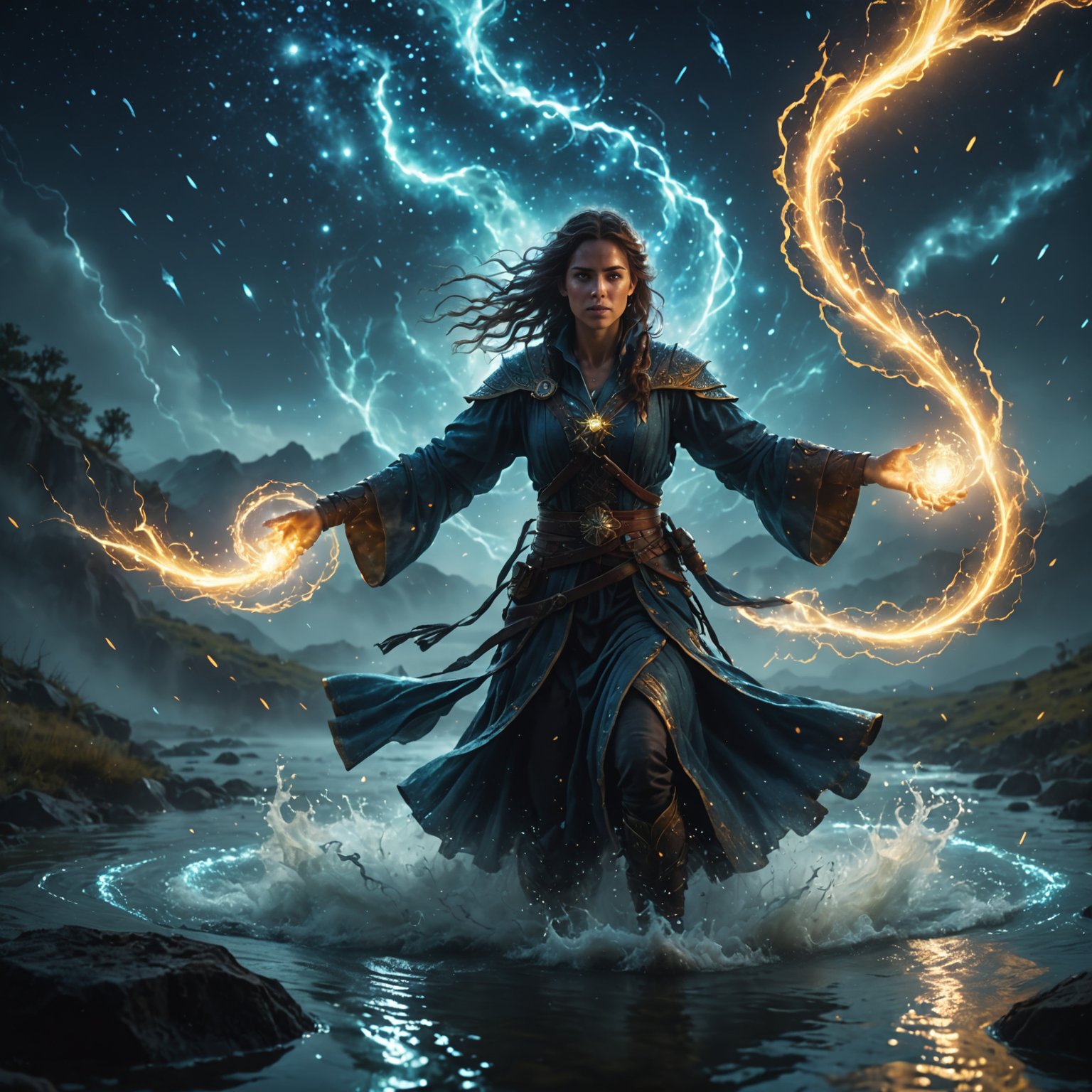 Celestial Water Magic on the Battlefield: Radiant Spellcasters Command the Waves Celestial Water Magic on the Battlefield: Radiant Spellcasters Command the Waves fantasy art