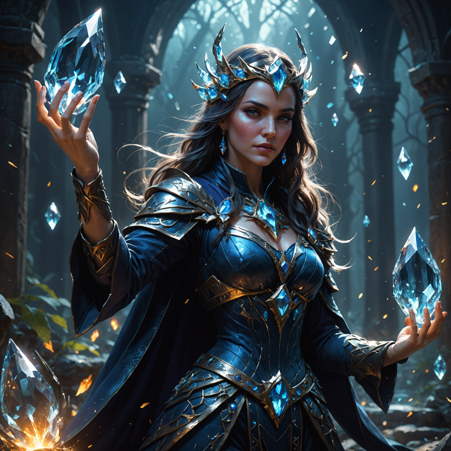Crystal Sorceress Fantasy Art – Arcane Energy Master fantasy art