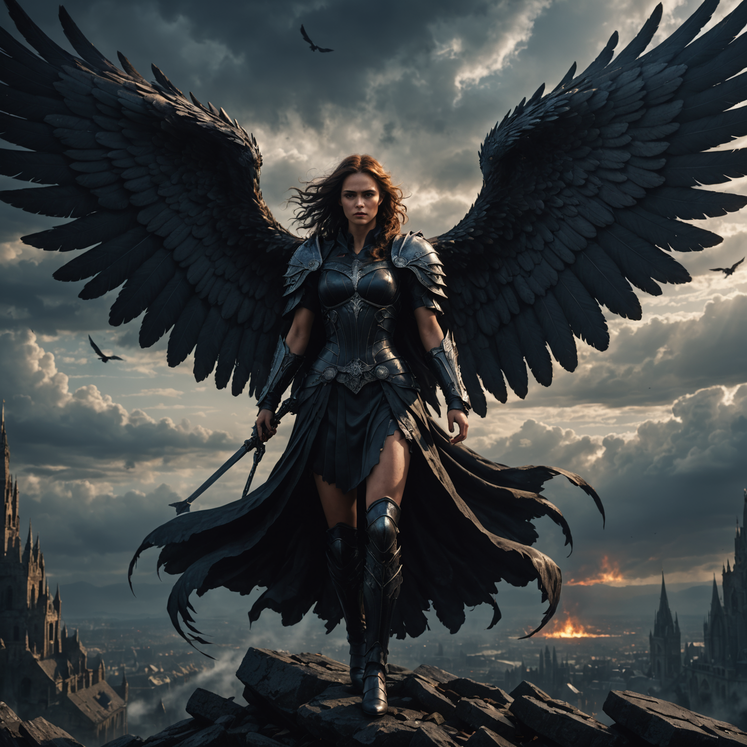 Dark Angel Fantasy Art – Fallen Guardian of the Skies fantasy art