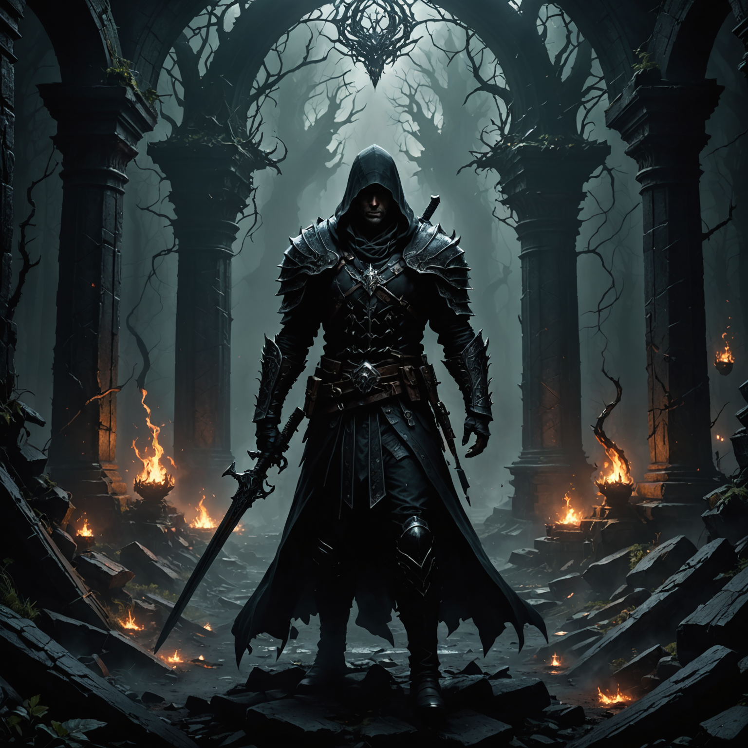 Dark Fantasy Mobile Wallpaper – Shadow Realm Scene fantasy art