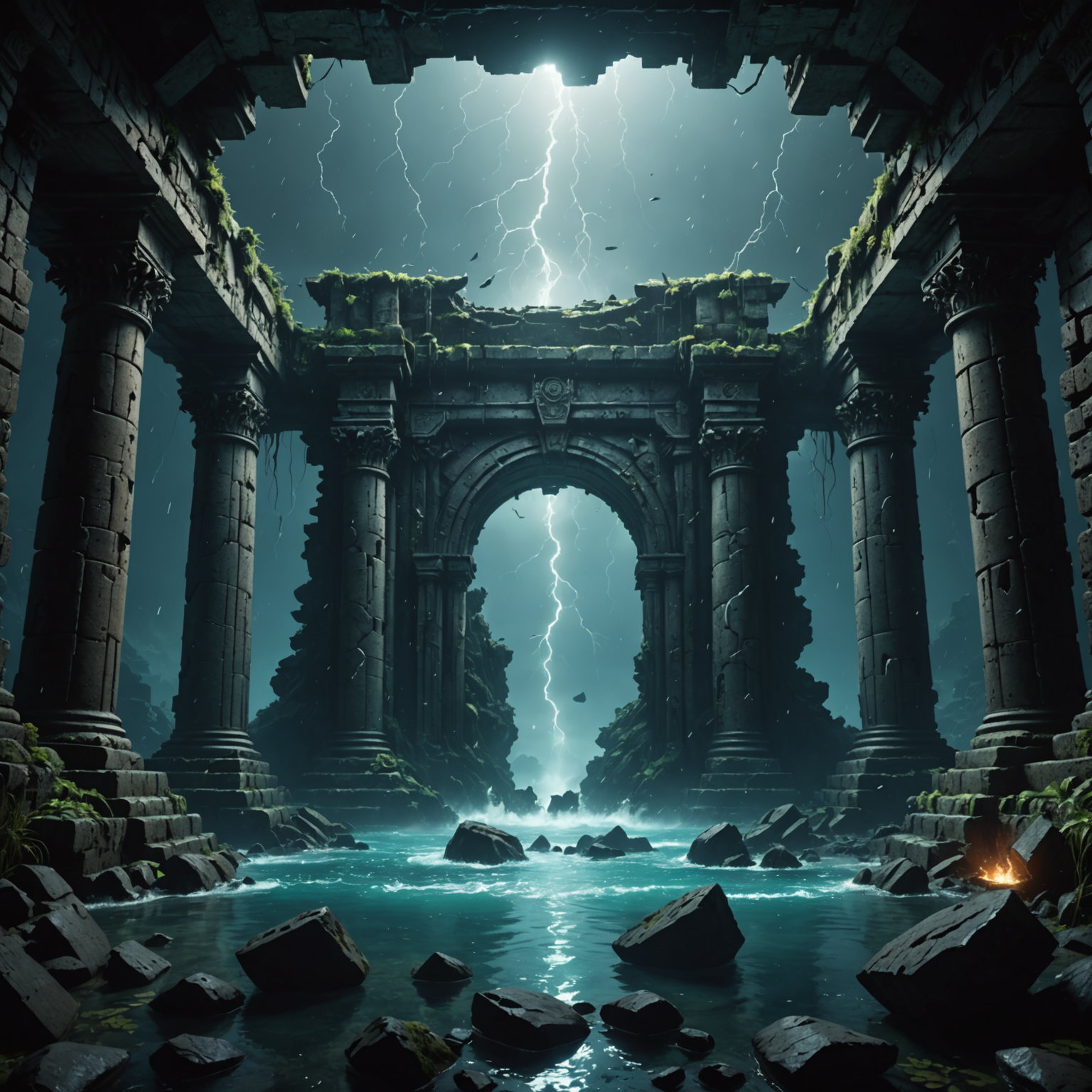 Dark Portal Storm Over Underwater Ruins – Cinematic Mobile Wallpaper Dark Portal Storm Over Underwater Ruins – Cinematic Mobile Wallpaper fantasy art