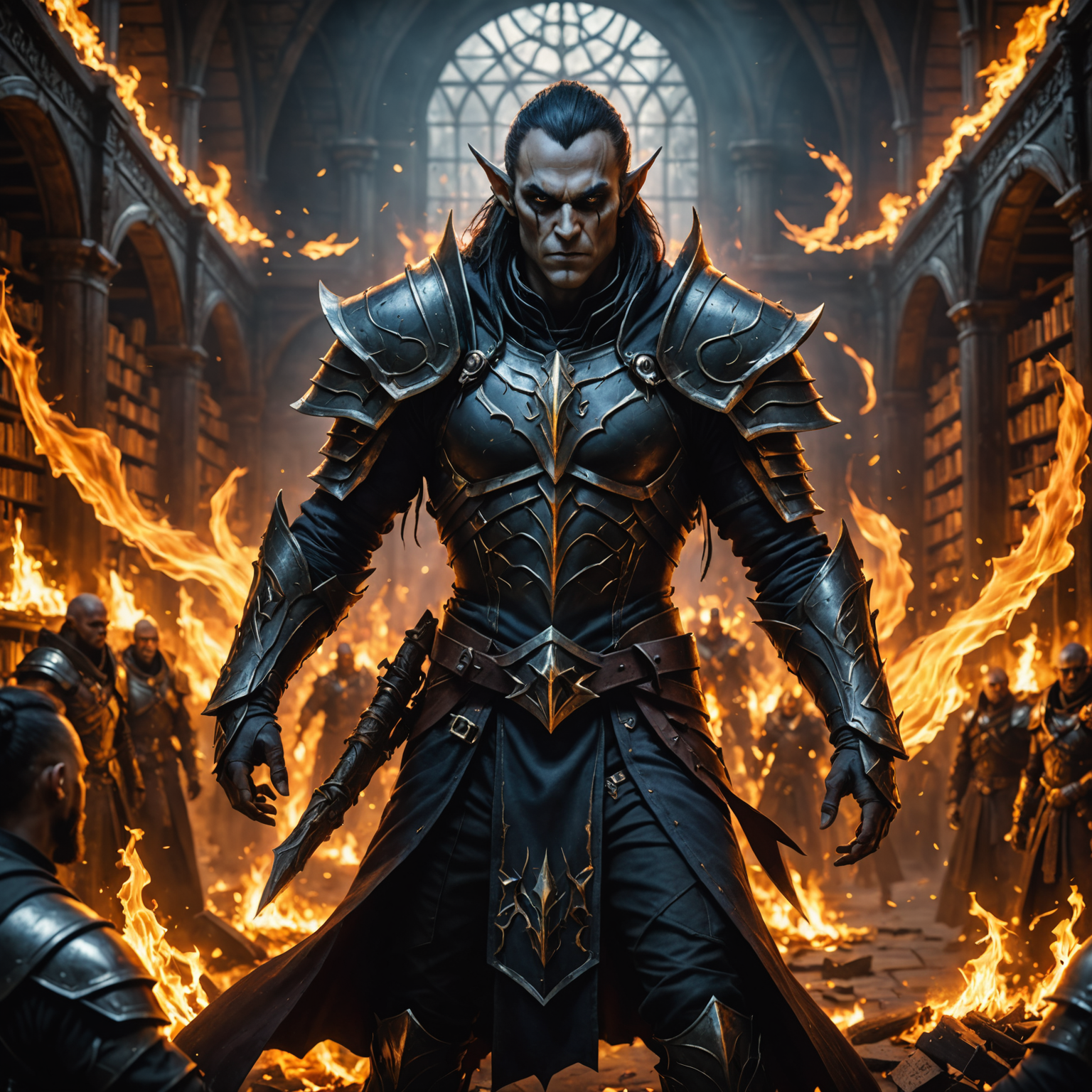 Emberblade: The Fiery Dark Elf Champion of the Arcane Library Emberblade: The Fiery Dark Elf Champion of the Arcane Library fantasy art