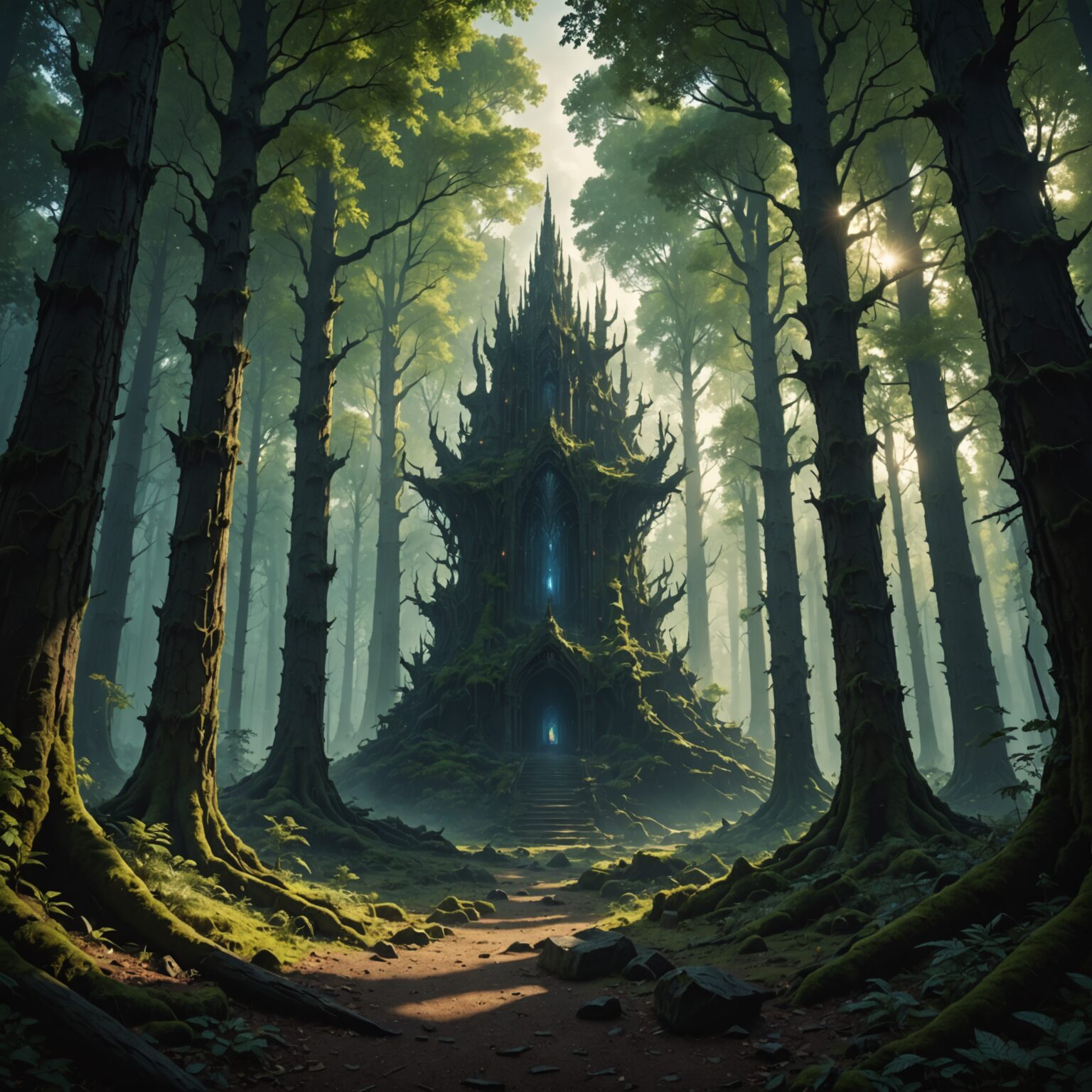 Enchanted Shadows: Vertical Realm Mobile Wallpaper in an Ancient Forest fantasy art