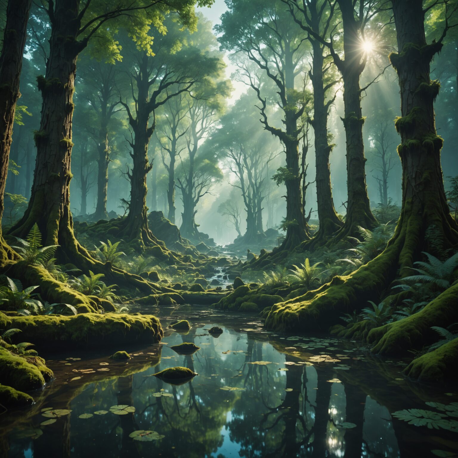 Enchanted Waters of the Ancient Forest: Mobile Wallpaper fantasy art