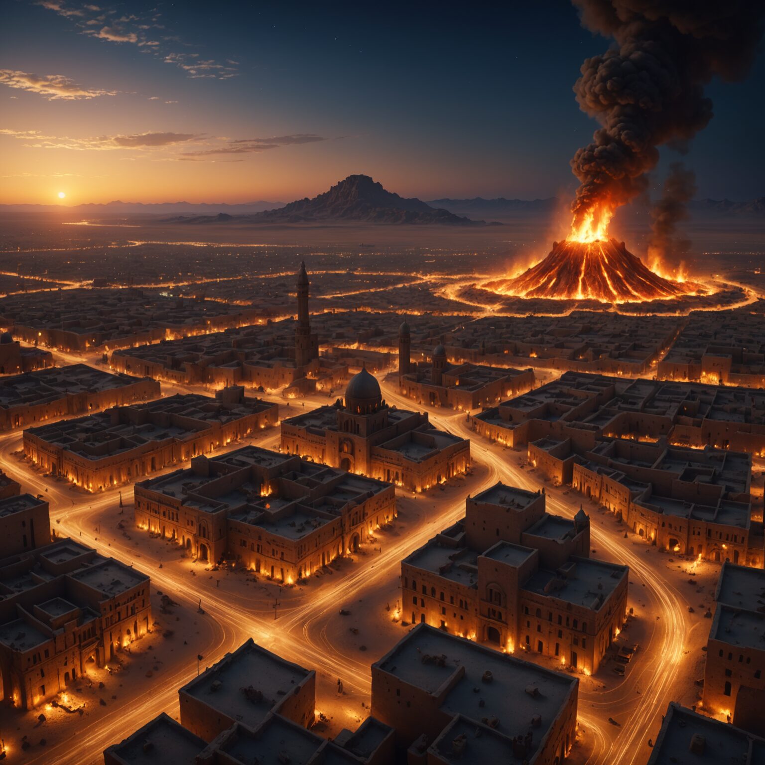 Enigmatic Flames: A Mystic City at Night in the Desert Kingdom Enigmatic Flames: A Mystic City at Night in the Desert Kingdom fantasy art