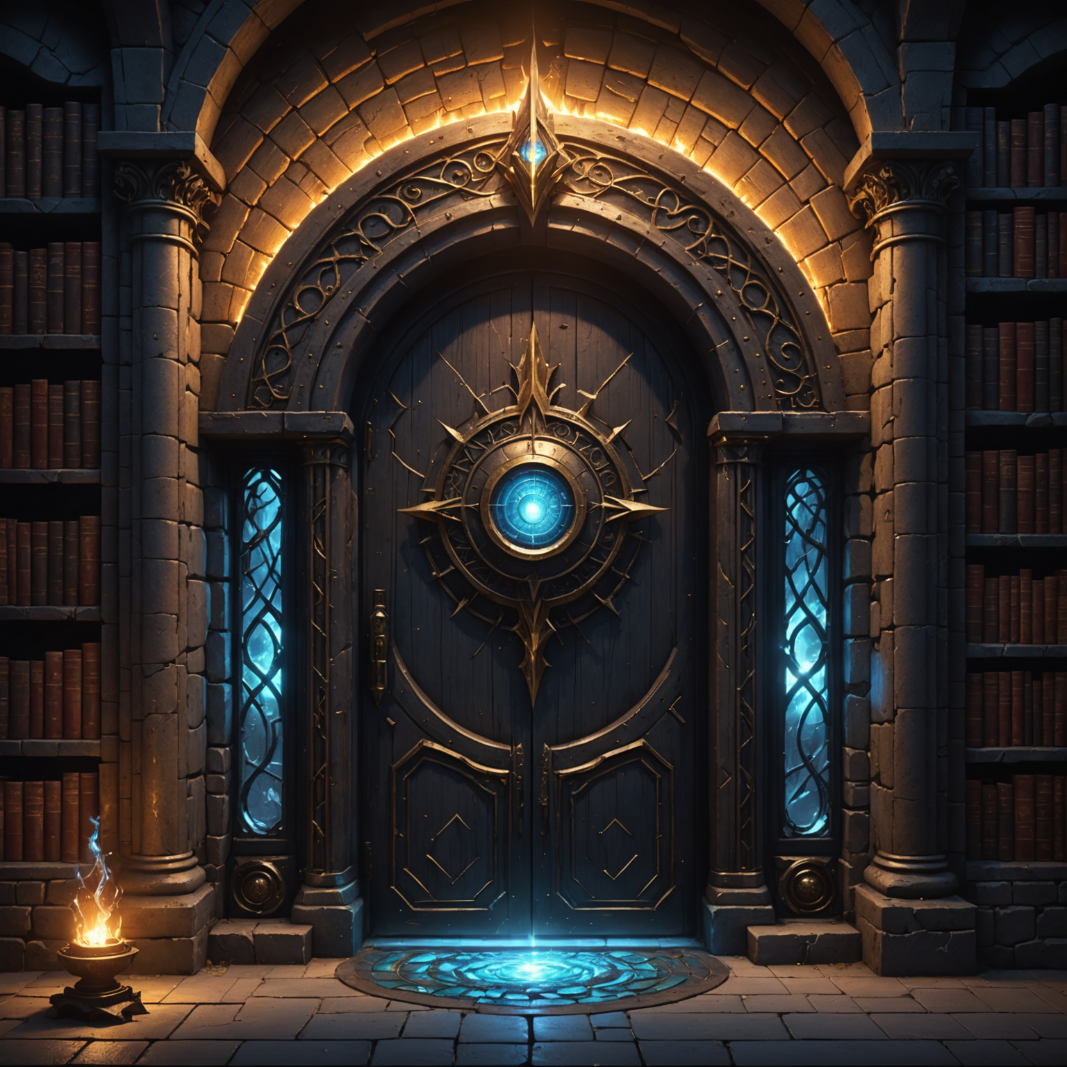 Enigmatic Shadows: The Sorcerer’s Portal Gateway in the Arcane Library Enigmatic Shadows: The Sorcerer’s Portal Gateway in the Arcane Library fantasy art