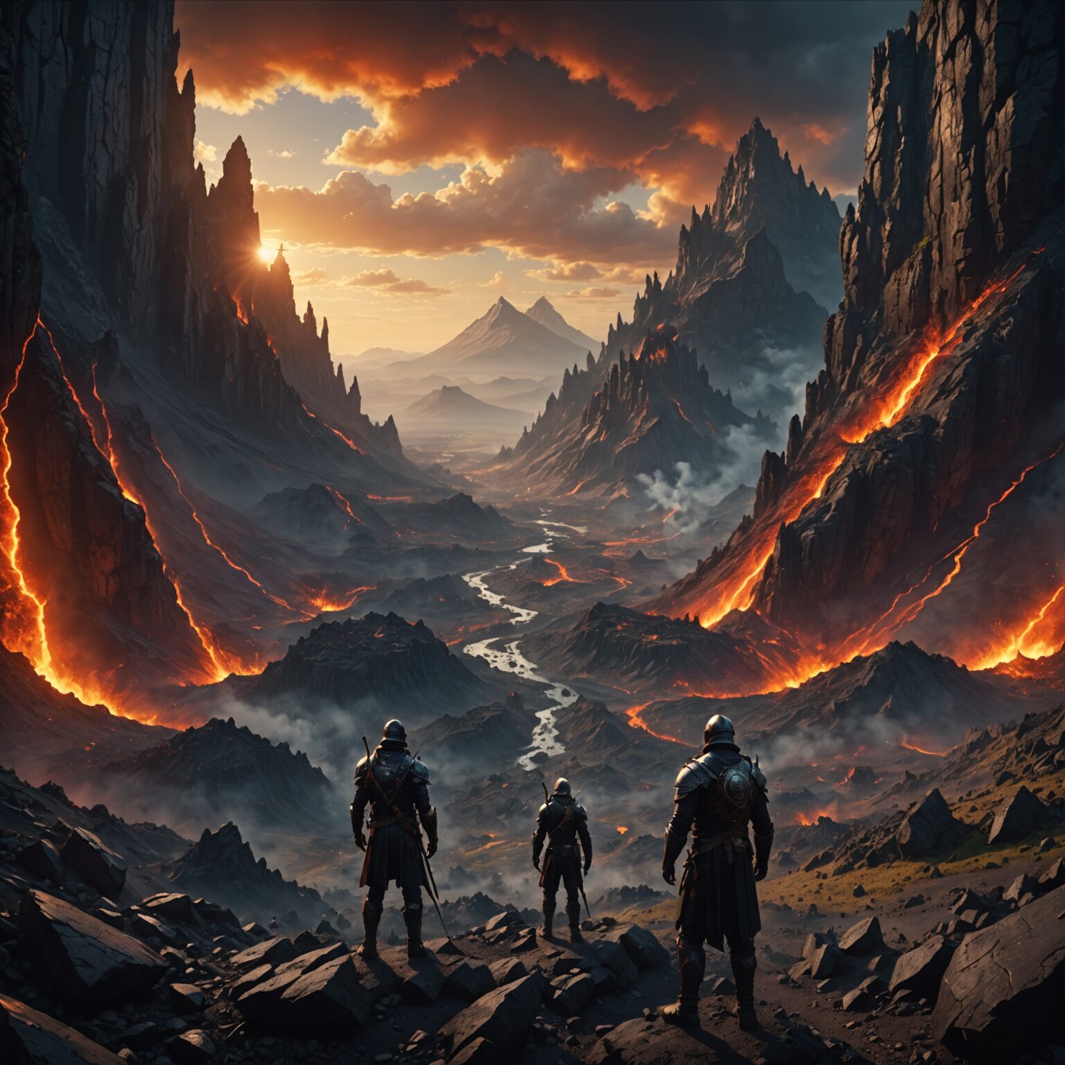 Epic Cinematic Kingdom Amidst Volcanic Earth Forces in 4K fantasy art