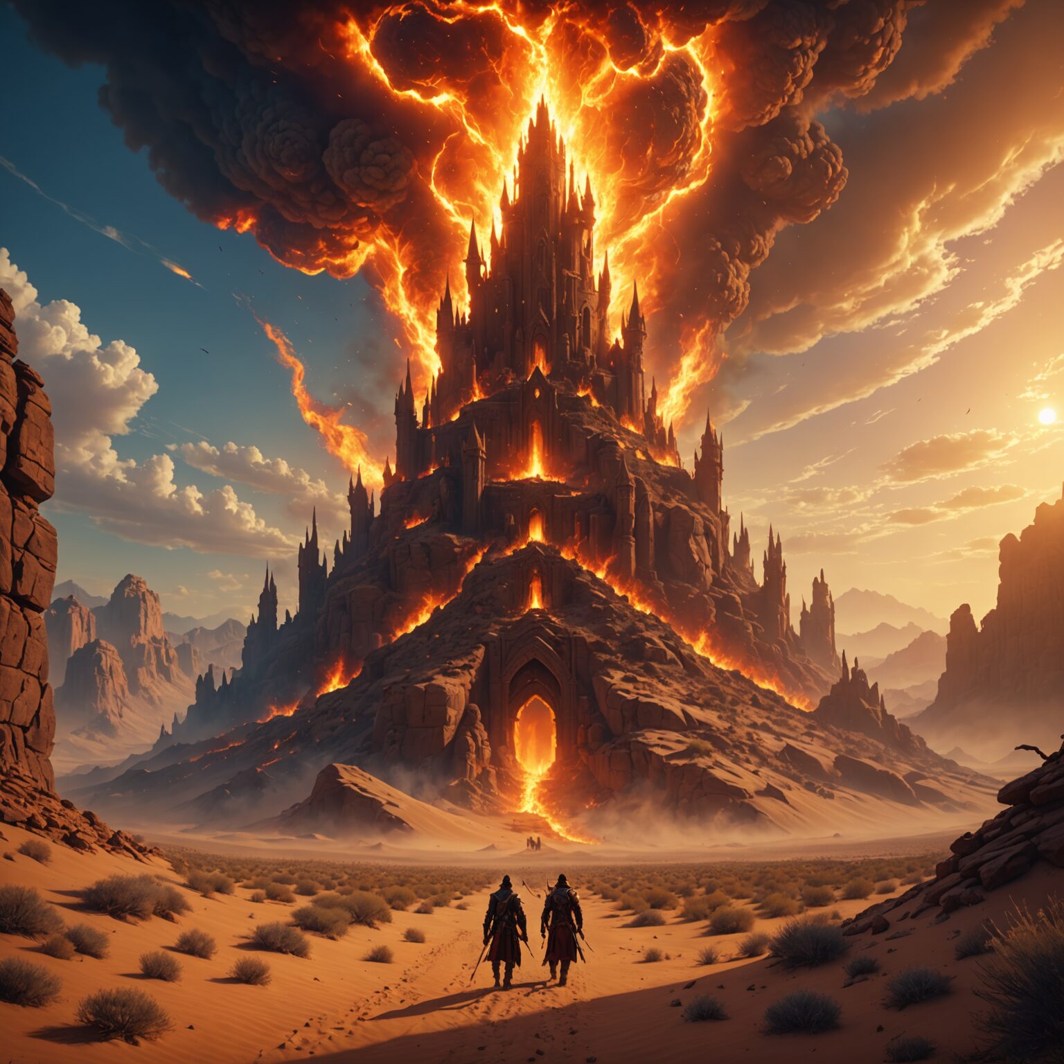 Eternal Flame: A Fire Mystic’s Realm in the Desert Kingdom fantasy art