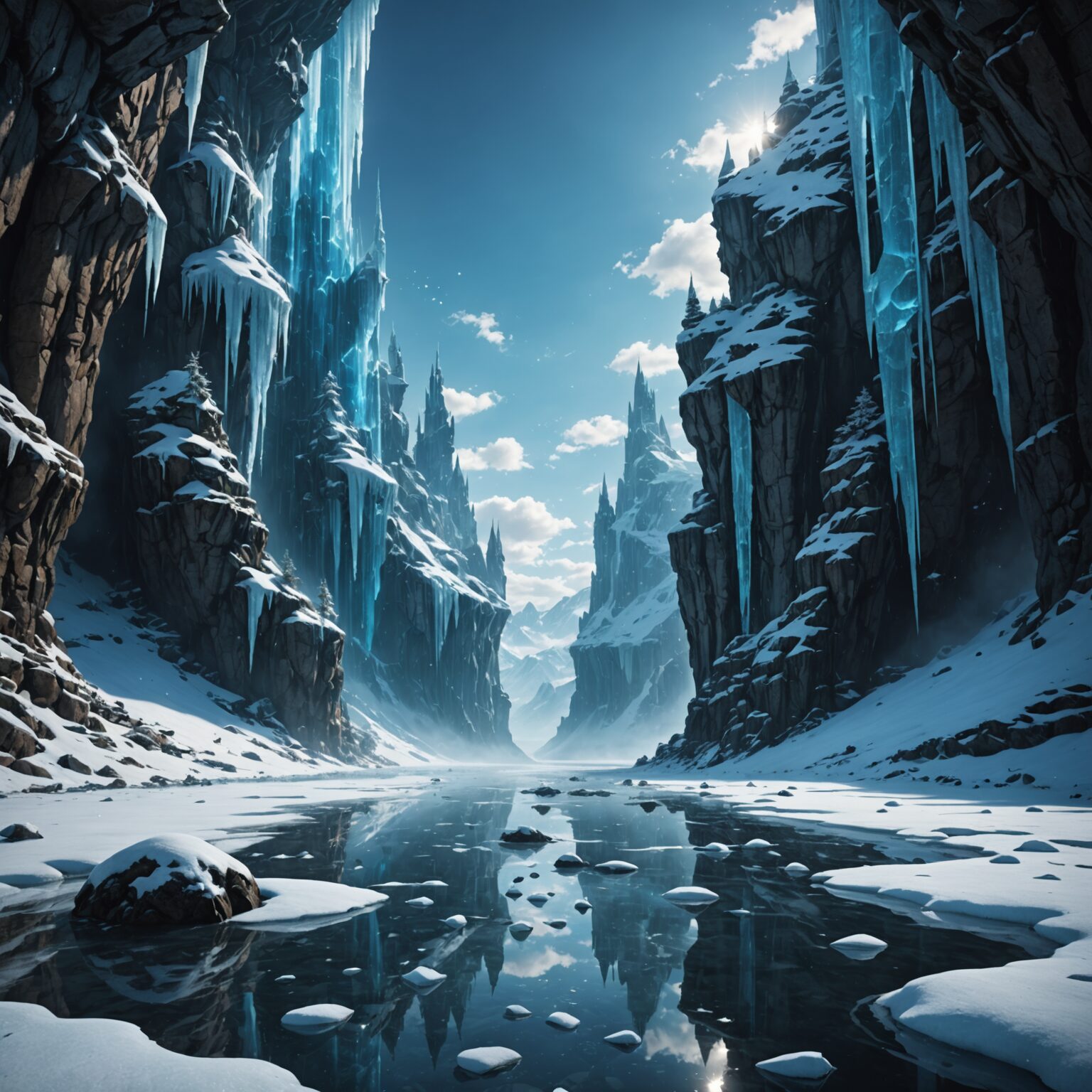 Ethereal Waters of the Shadowed Sky Realm: A 4K Fantasy Wallpaper Ethereal Waters of the Shadowed Sky Realm: A 4K Fantasy Wallpaper fantasy art