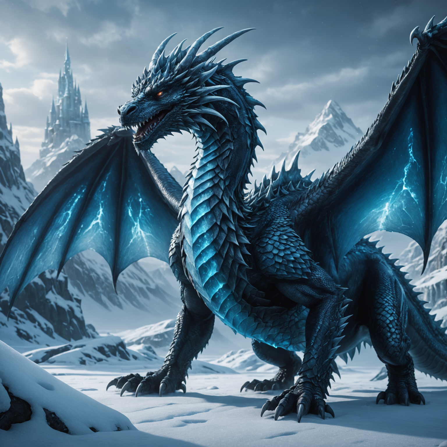 Frostborn Ice Dragon – Fantasy Character of the Frozen North fantasy art
