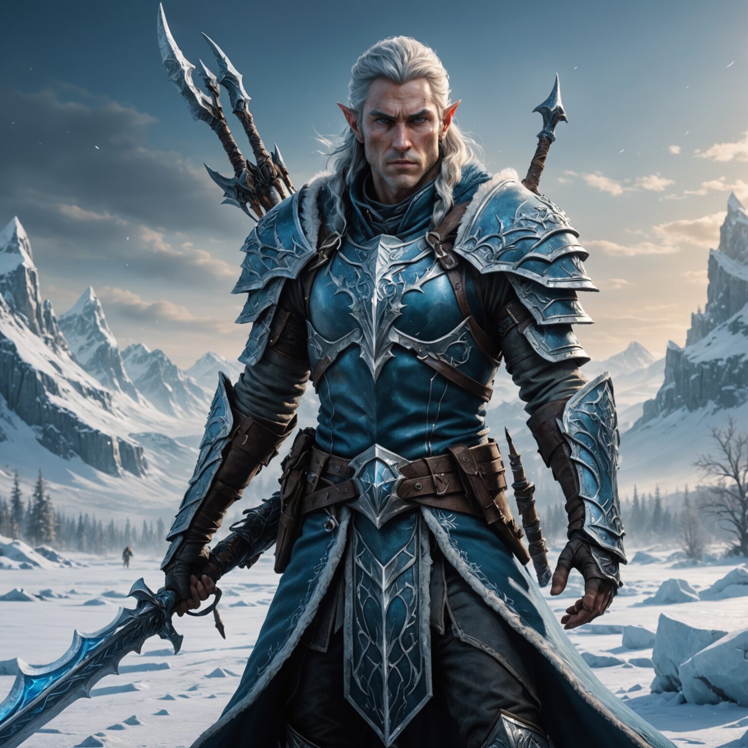 Frostborne Grace: The High Elf Hunter of the Frozen Wasteland Frostborne Grace: The High Elf Hunter of the Frozen Wasteland fantasy art
