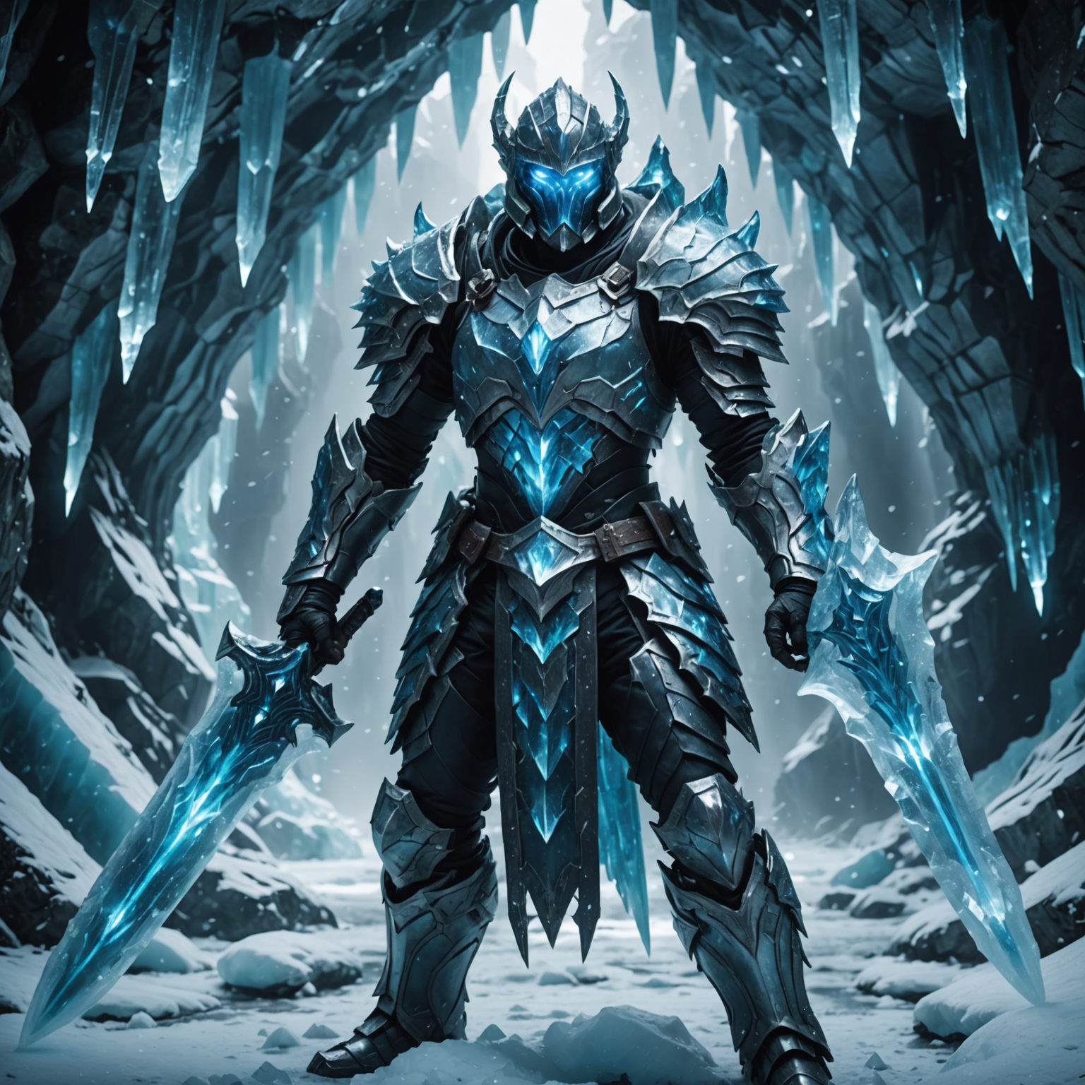 Frostbound Champion of the Crystal Cavern: A Cinematic Tale of Ice and Glory fantasy art