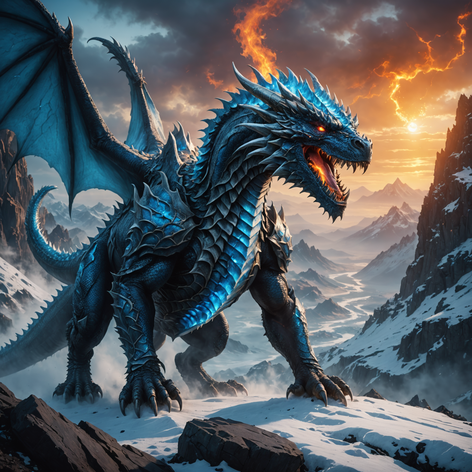 Frostscale: The Guardian Dragon of Volcanic Peaks Frostscale: The Guardian Dragon of Volcanic Peaks fantasy art