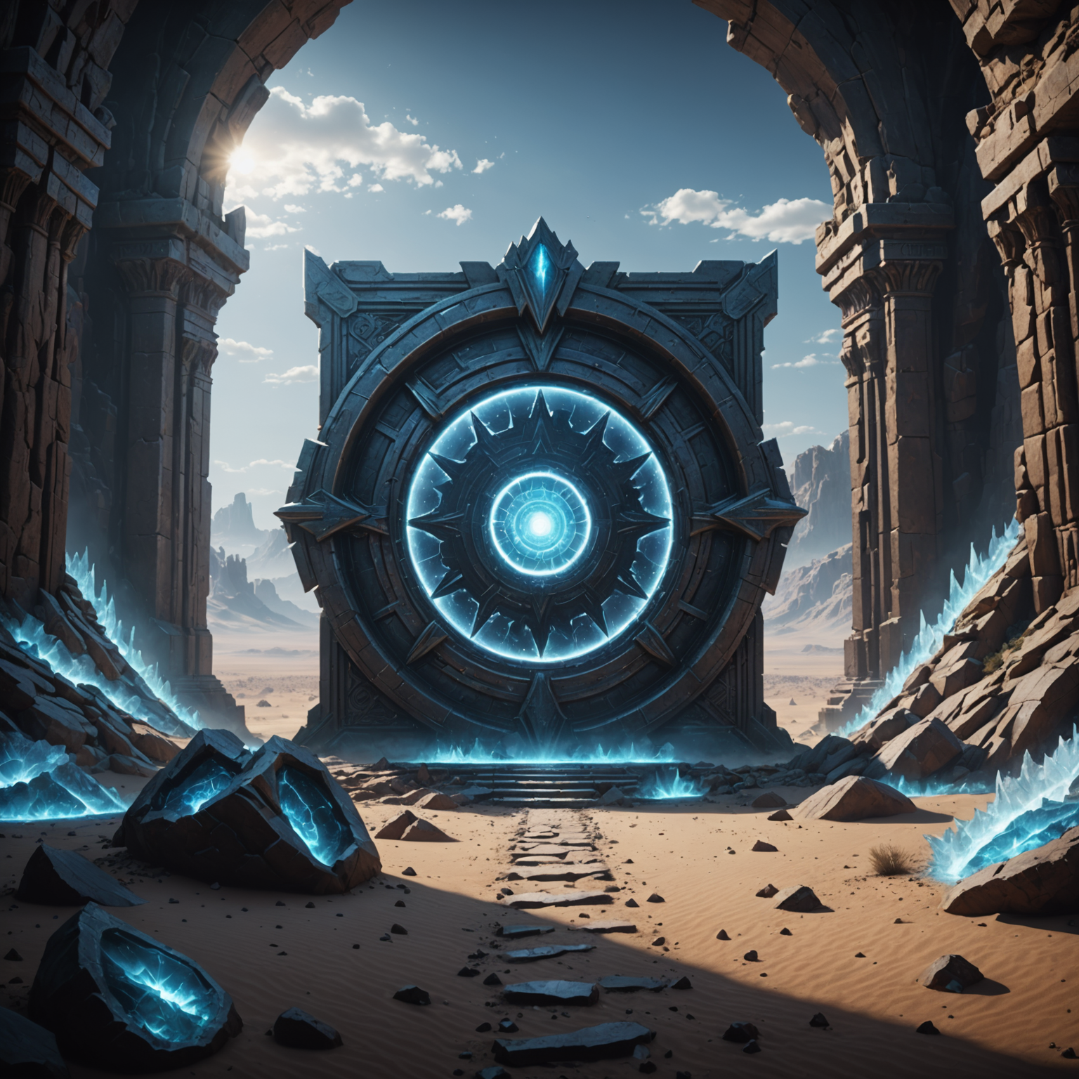 Frozen Shadows: Dark Portal Over Desert Kingdom Mobile Wallpaper Frozen Shadows: Dark Portal Over Desert Kingdom Mobile Wallpaper fantasy art