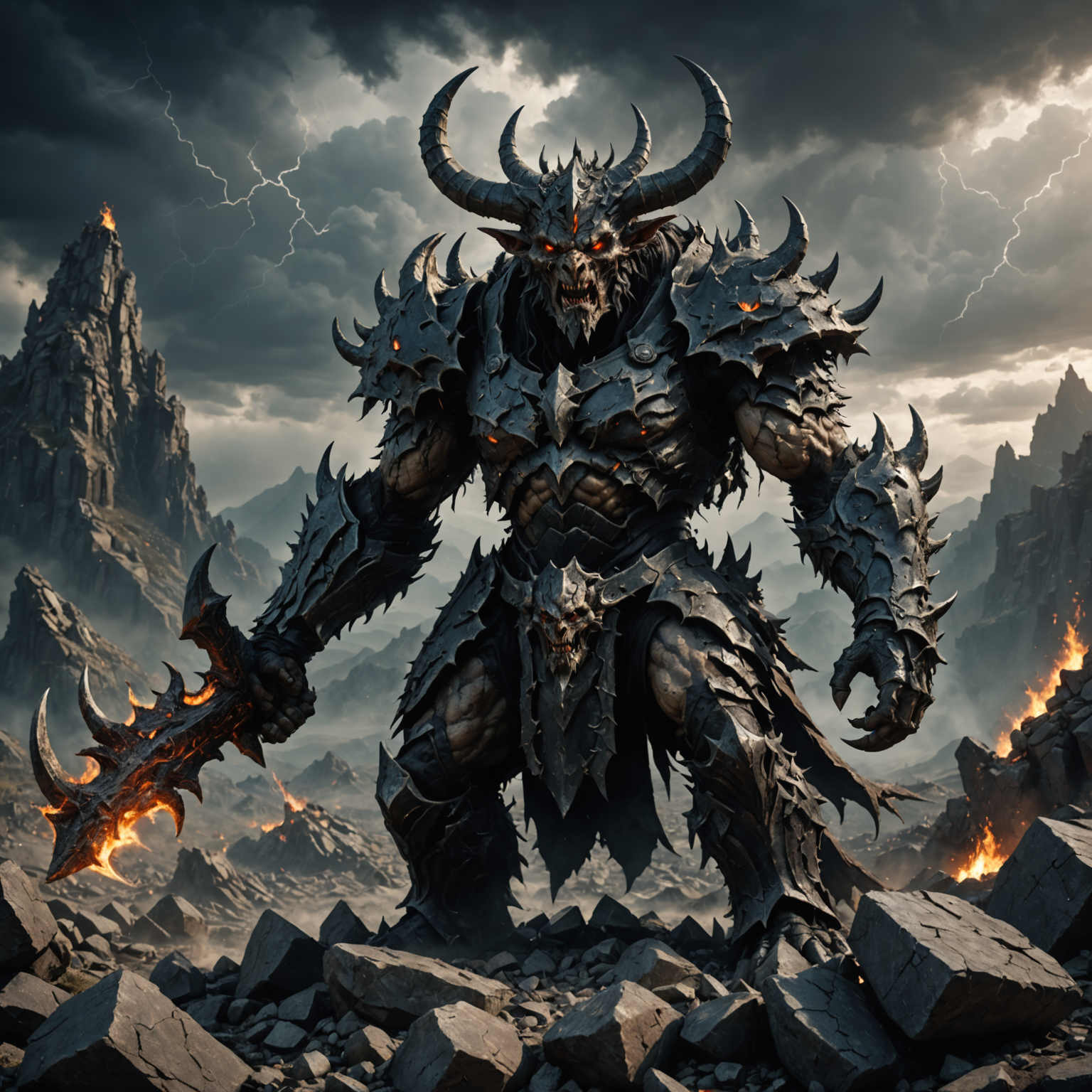 Gorath the Overlord: An Ancient Earth Demon of the Battlefield fantasy art