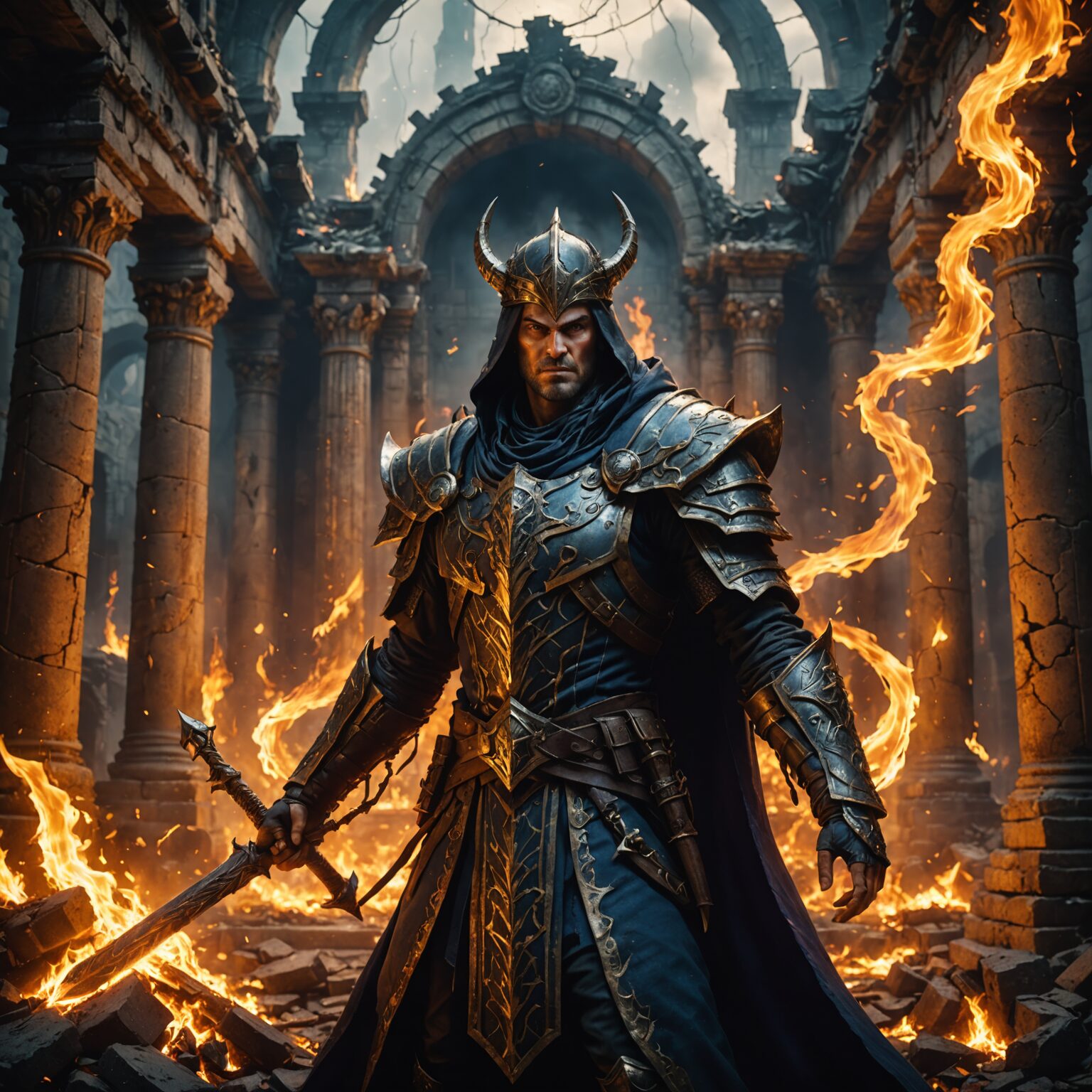 Infernal Majesty: The Fire Mage Overlord of the Ruined Temple Infernal Majesty: The Fire Mage Overlord of the Ruined Temple fantasy art