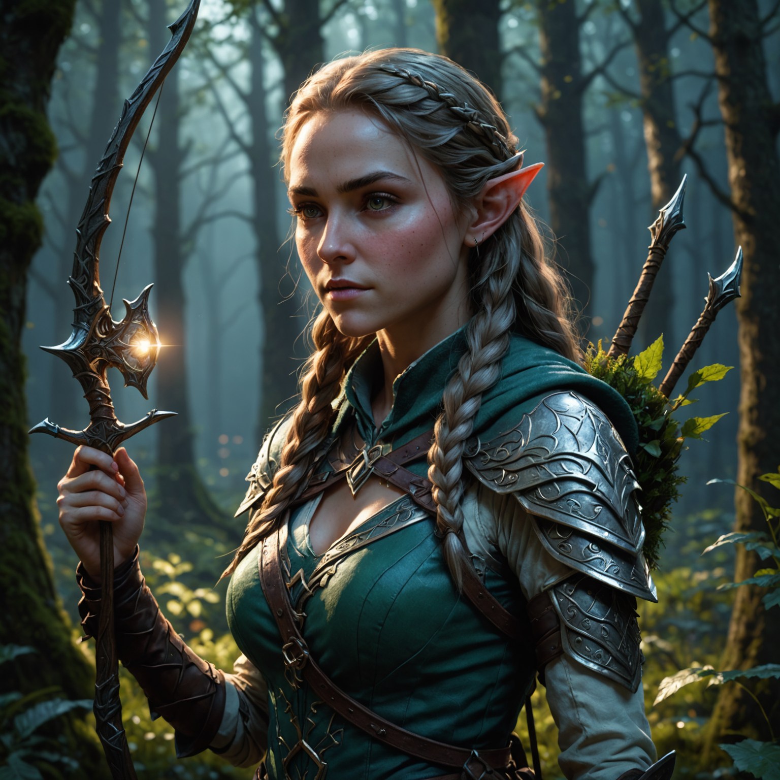 Moonlit Elf Ranger Fantasy Art – Guardian of the Night Forest fantasy art
