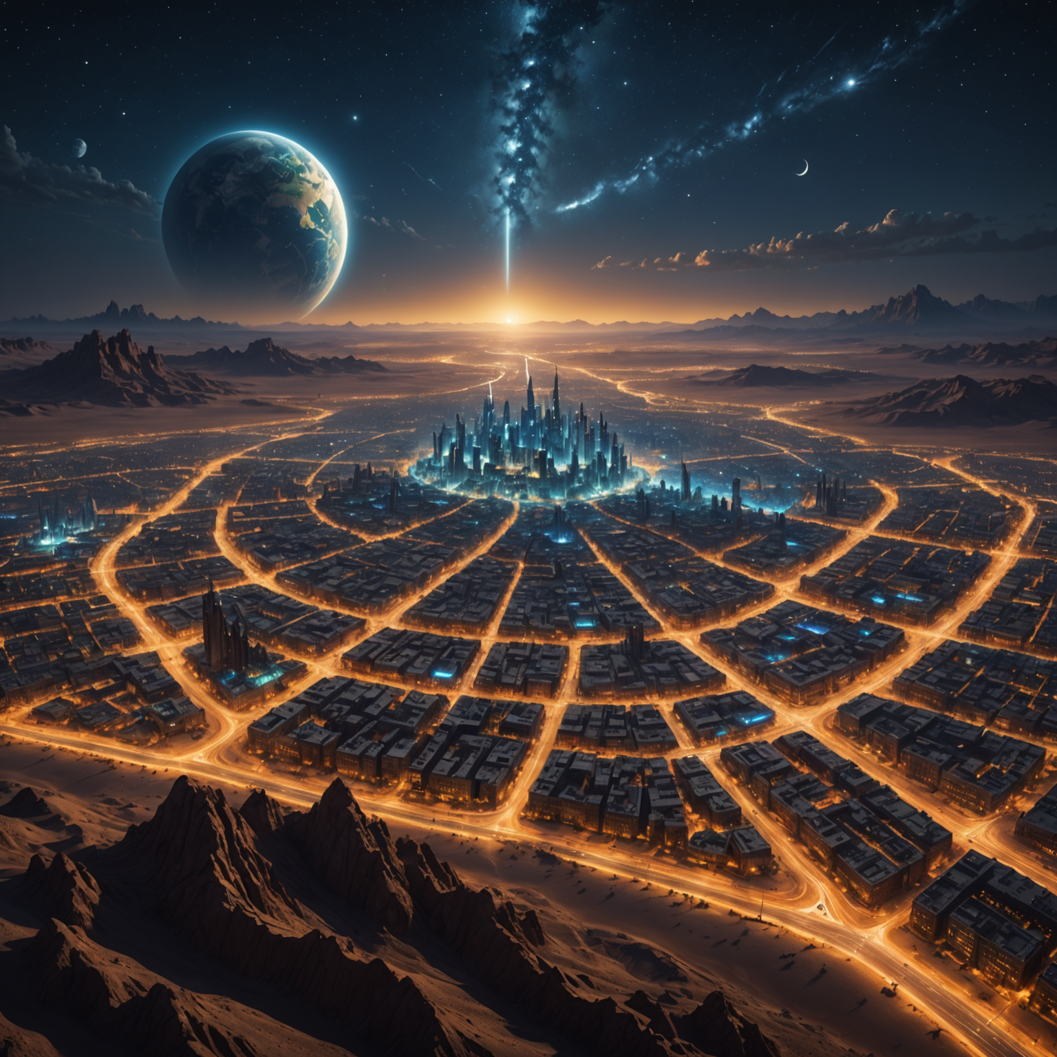 Radiant Earth City at Night: A Desert Kingdom Wallpaper Radiant Earth City at Night: A Desert Kingdom Wallpaper fantasy art