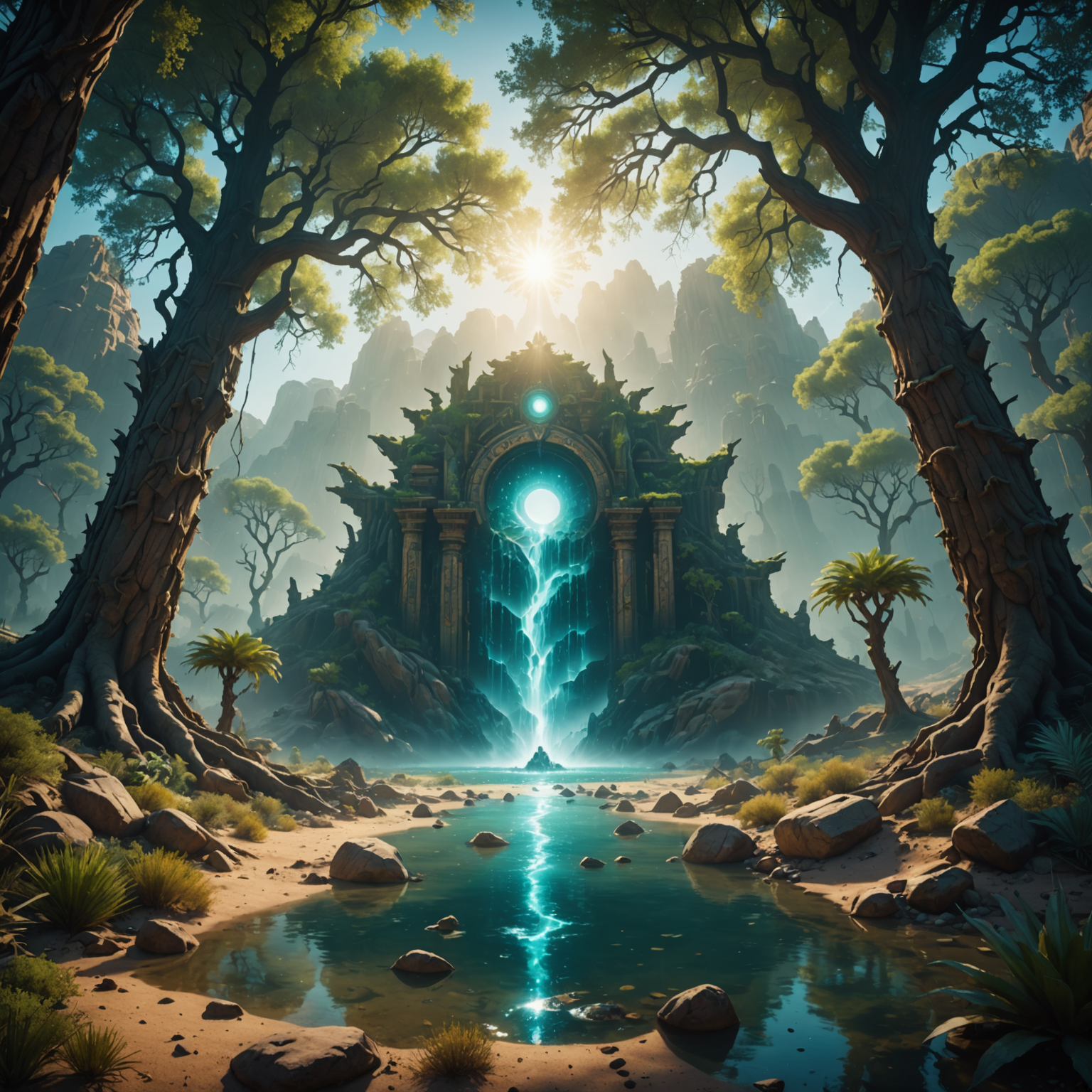 Radiant Forest Spirit Wielding Water Power in Desert Kingdom Mobile Wallpaper Radiant Forest Spirit Wielding Water Power in Desert Kingdom Mobile Wallpaper fantasy art