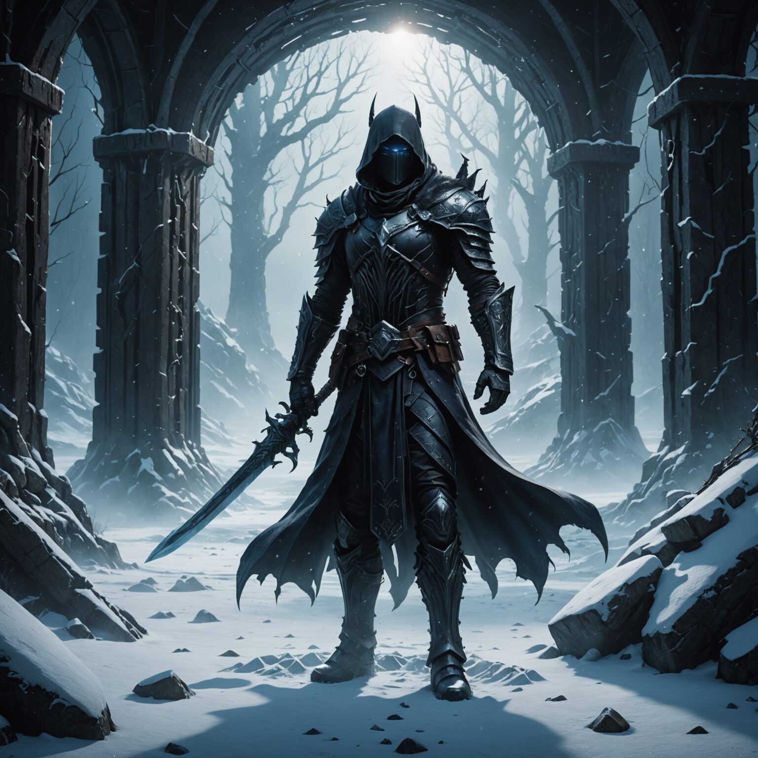 Shadow-Enshrouded Mystic of the Frozen Vertical Realm: A Mobile Wallpaper Masterpiece fantasy art