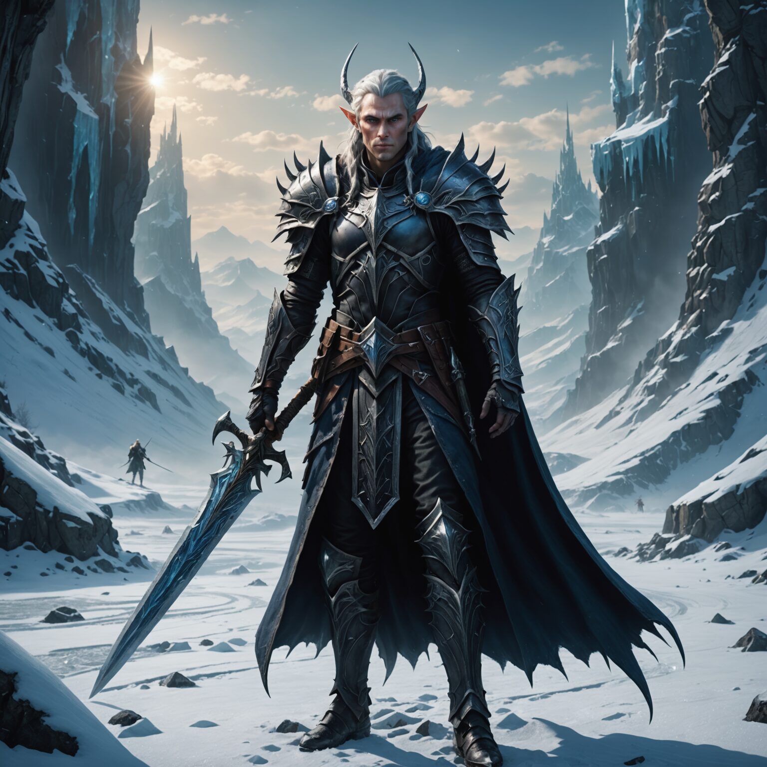 Shadow Guardian of the Frozen Wasteland: A High Elf's Vigil Shadow Guardian of the Frozen Wasteland: A High Elf's Vigil fantasy art