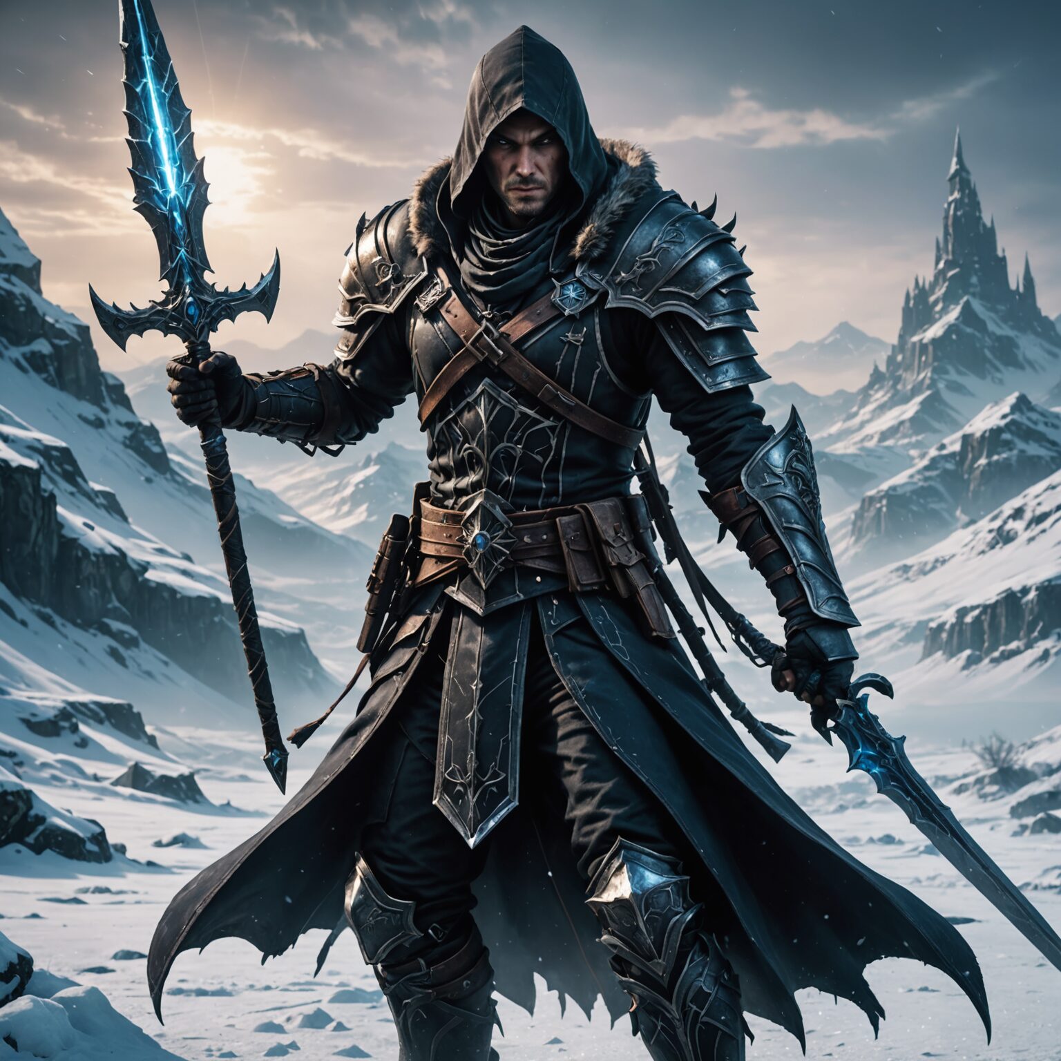 Shadow of the Frozen Blade: A Spellblade Assassin in the Wasteland fantasy art
