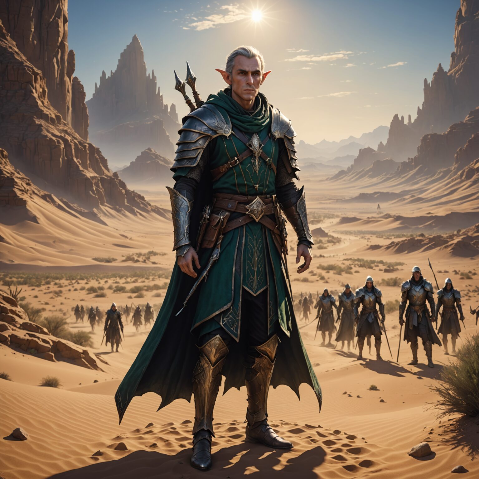 Shadow Scholar of the Desert Kingdom: A High Elf's Mystical Journey fantasy art