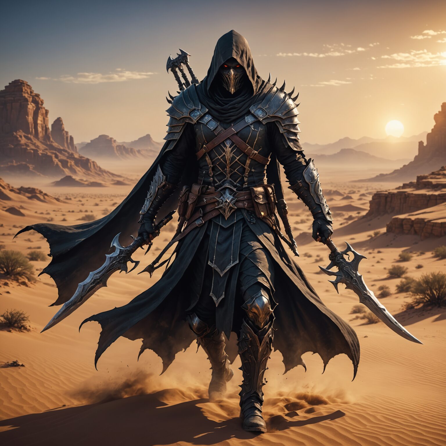 Shadow Veil: The Stealthy Assassin Demon of the Desert Kingdom fantasy art