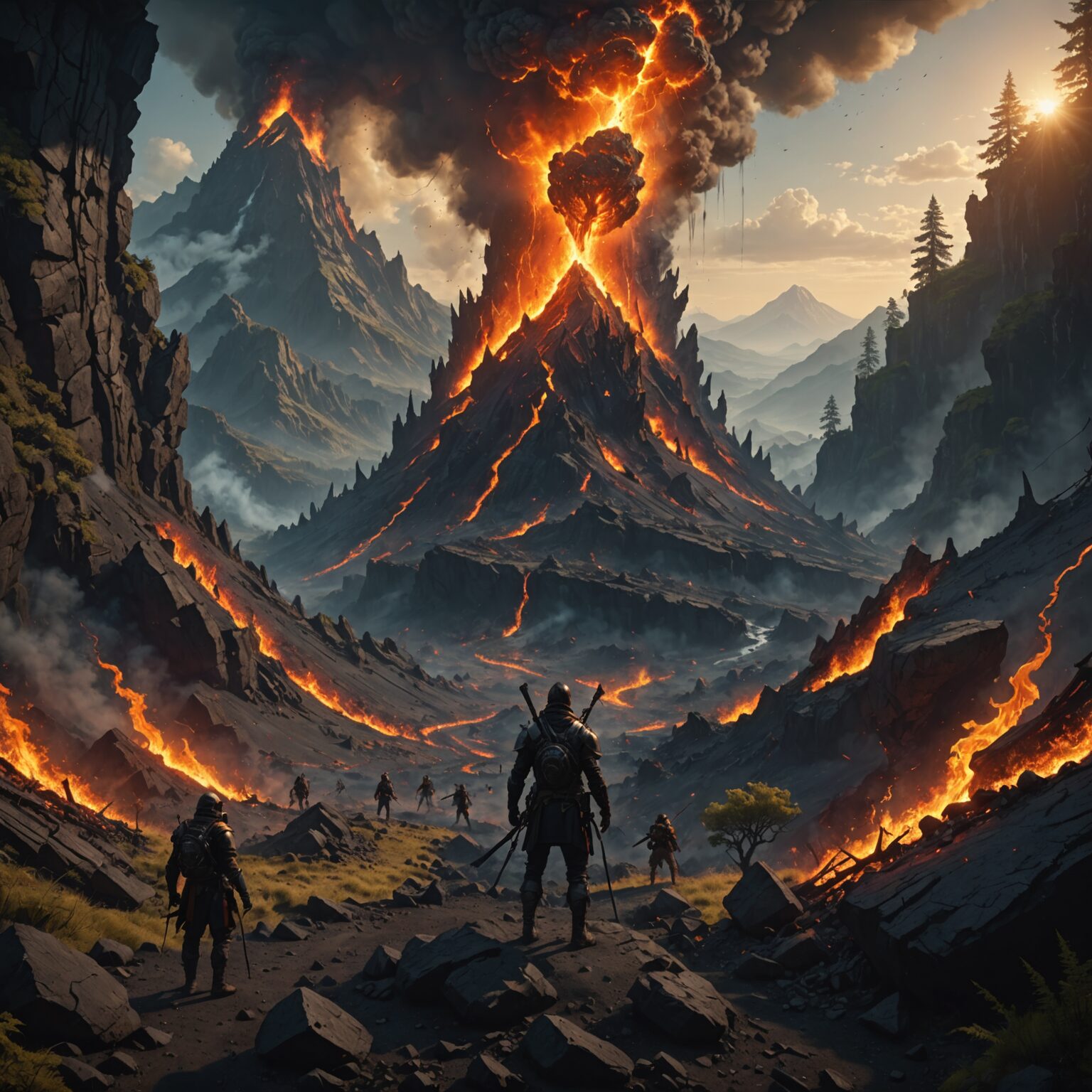Shadowed Fire Wielder in Volcanic Forest - Mobile Wallpaper Shadowed Fire Wielder in Volcanic Forest - Mobile Wallpaper fantasy art