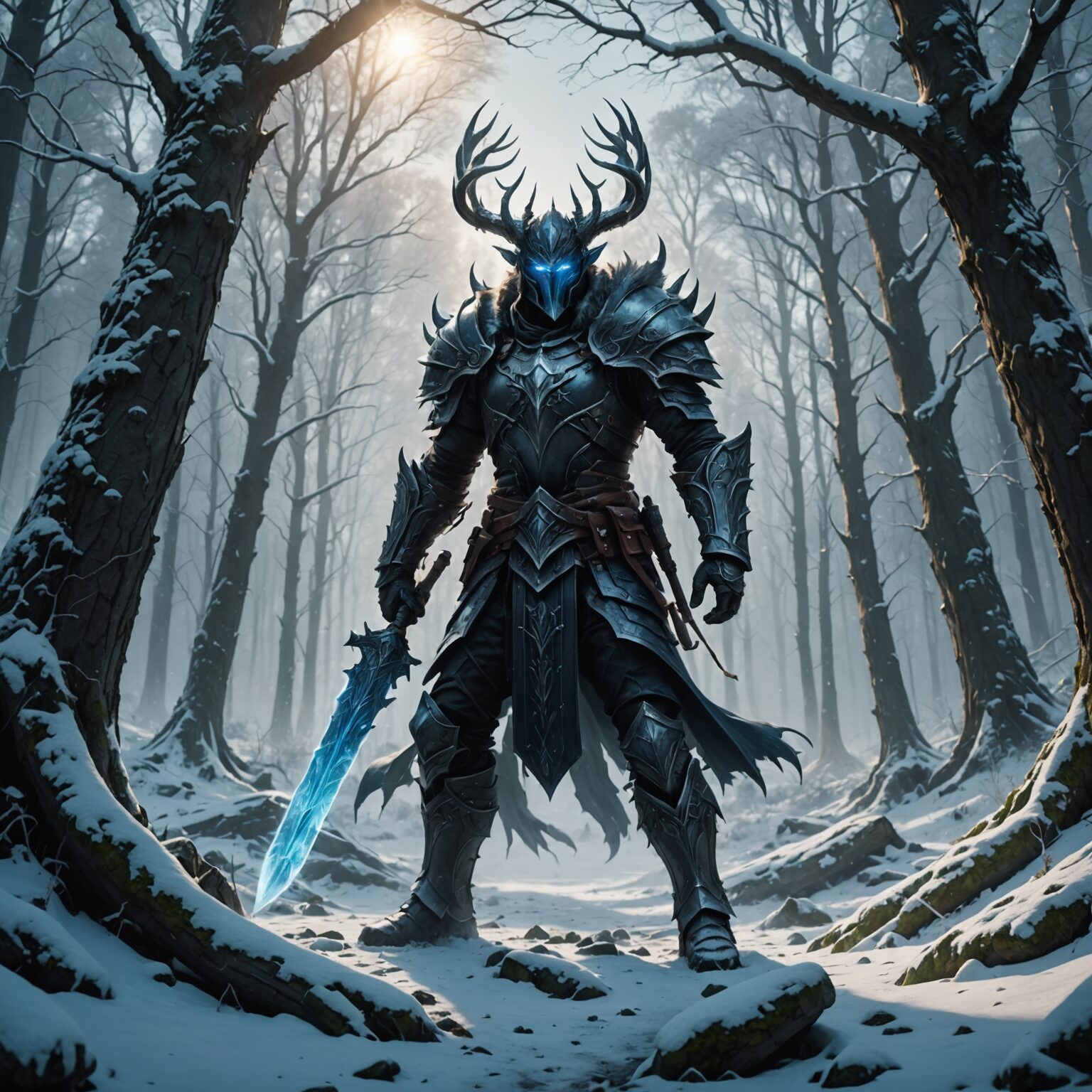 Shadowed Frost: An Epic 4K Fantasy Wallpaper of an Ancient Forest Shadowed Frost: An Epic 4K Fantasy Wallpaper of an Ancient Forest fantasy art