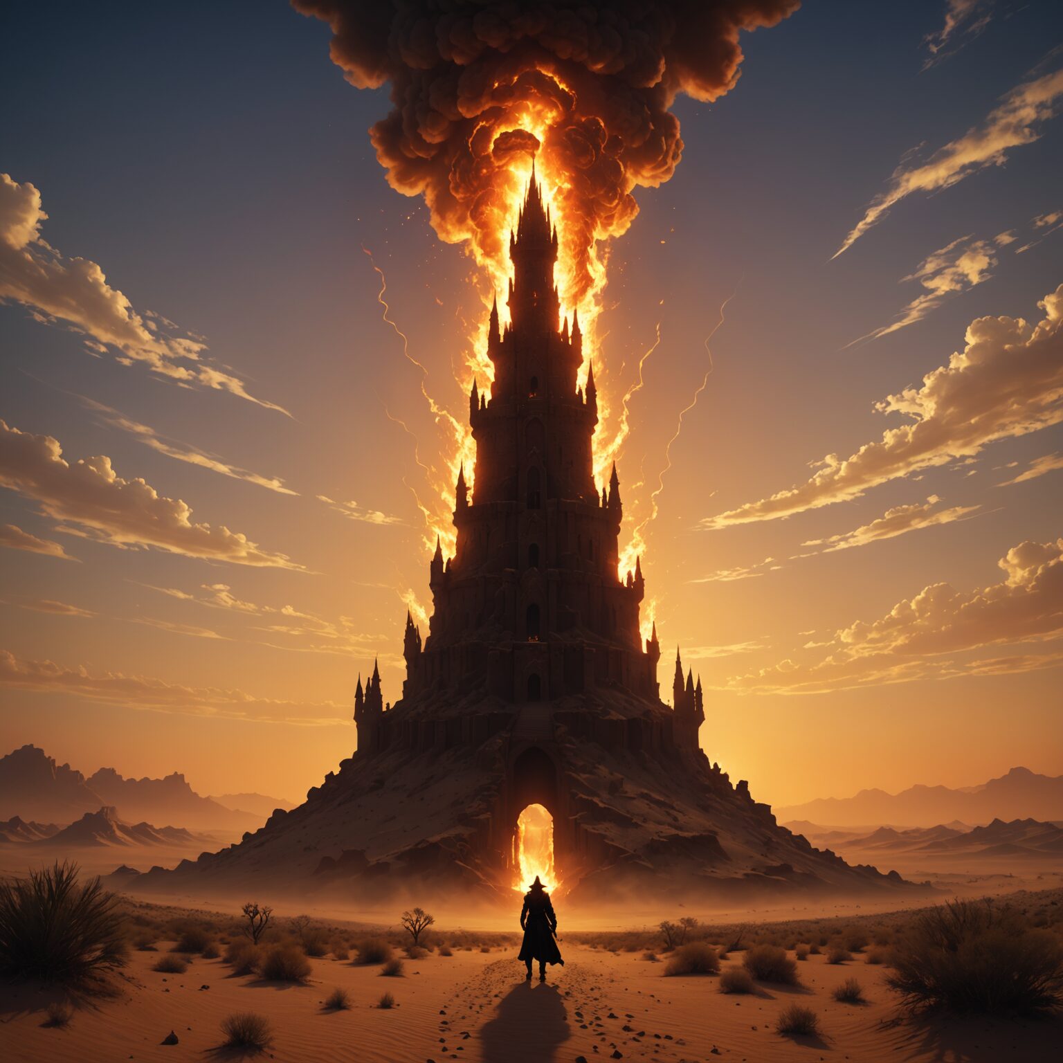Shadowed Tower of Flames: A Mystical Desert Kingdom Mobile Wallpaper Shadowed Tower of Flames: A Mystical Desert Kingdom Mobile Wallpaper fantasy art