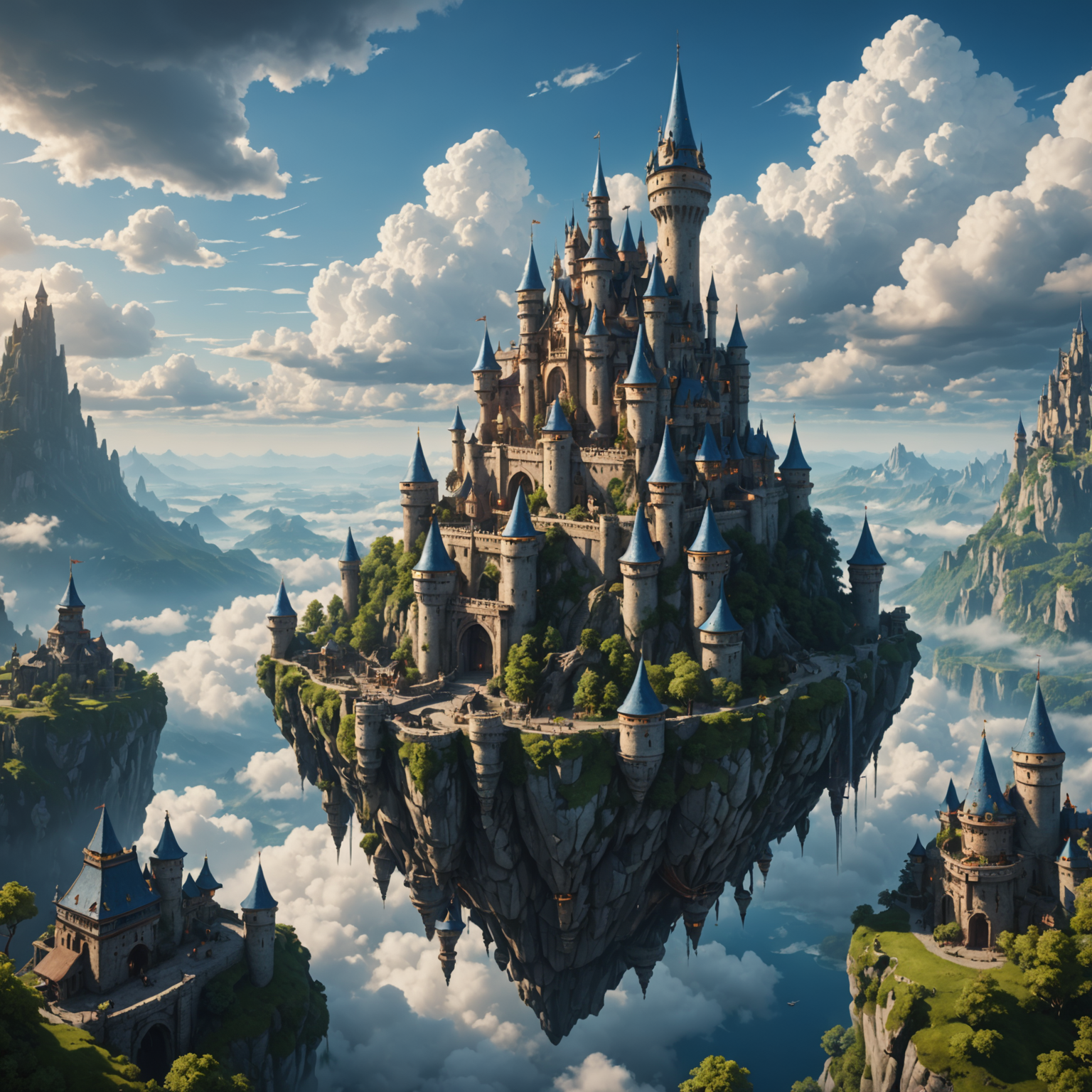 Sky Castle Fantasy Art – Floating Kingdom Above the Clouds fantasy art