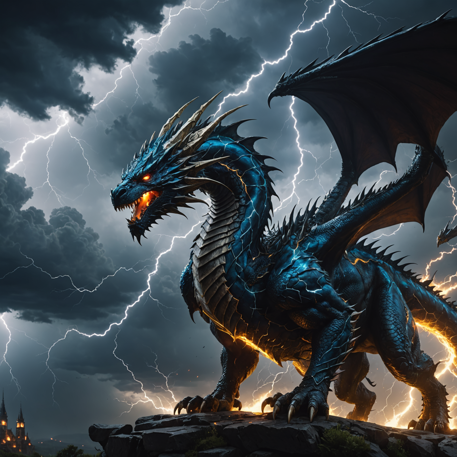Storm Dragon Fantasy Art – Thunder Sky Beast fantasy art