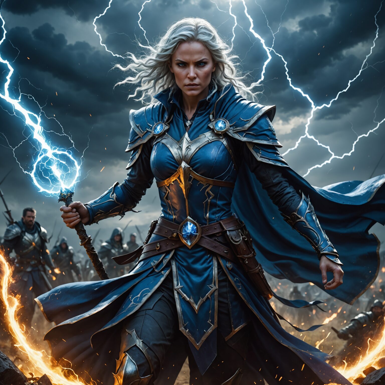 Storm-Empowered Mage on the Battlefield: A Visual Masterpiece fantasy art