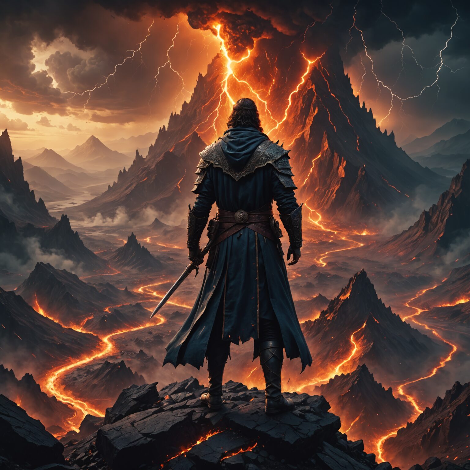 Storm Mage of the Volcanic Peaks: A Visual Journey fantasy art