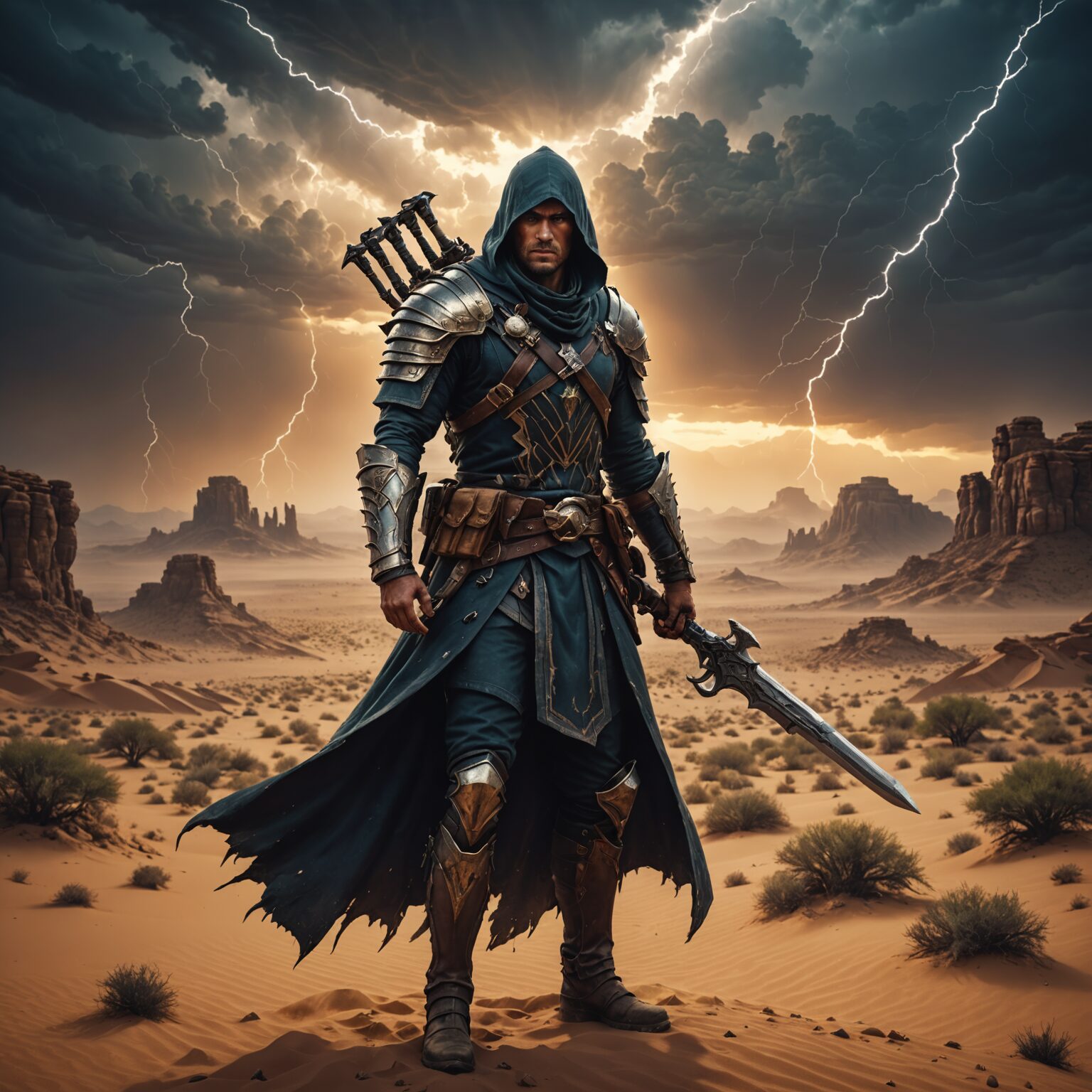 Stormborne Champion: The Desert Hunter of Tempest Sands fantasy art