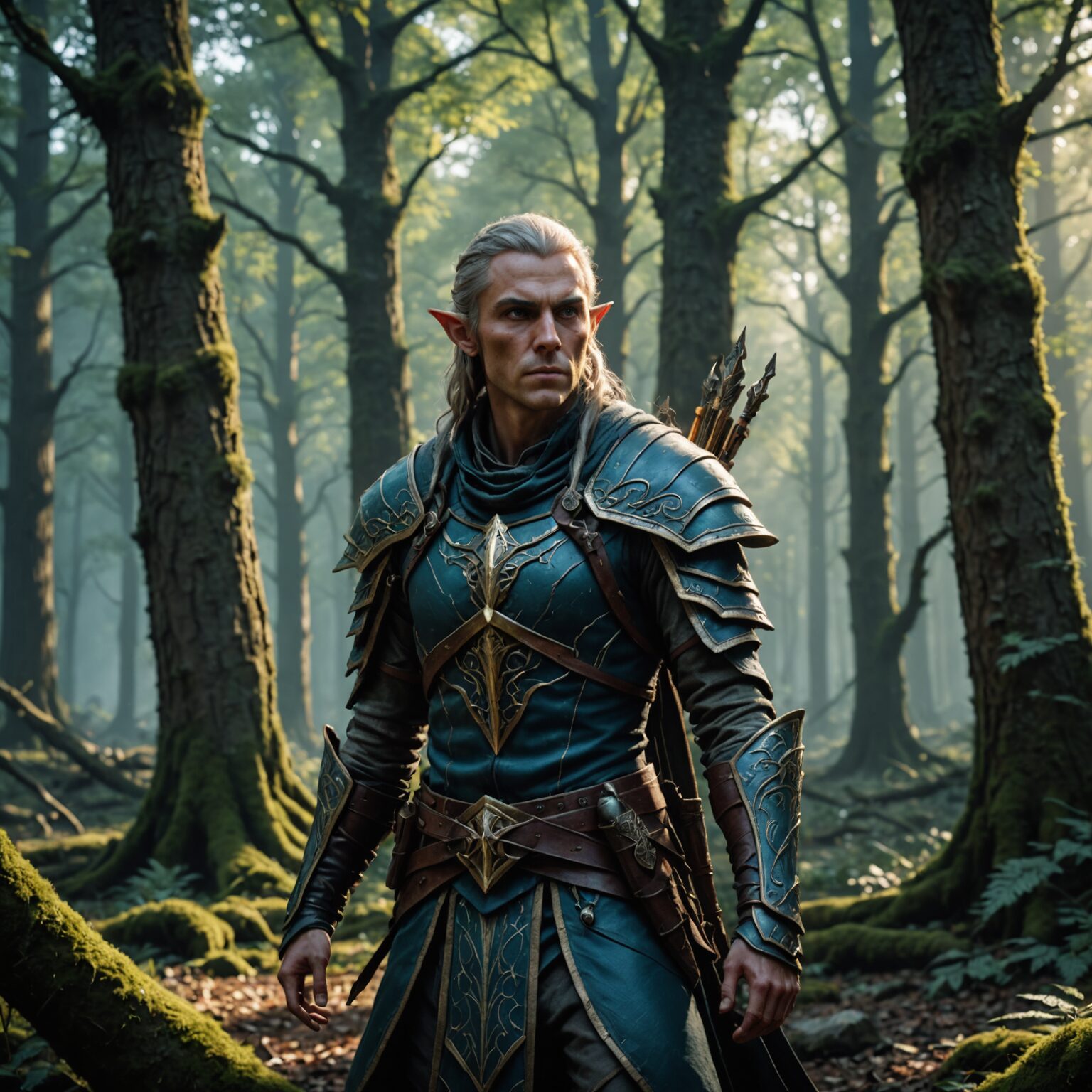 Stormborne Silence: The High Elf Assassin of the Ancient Forest fantasy art