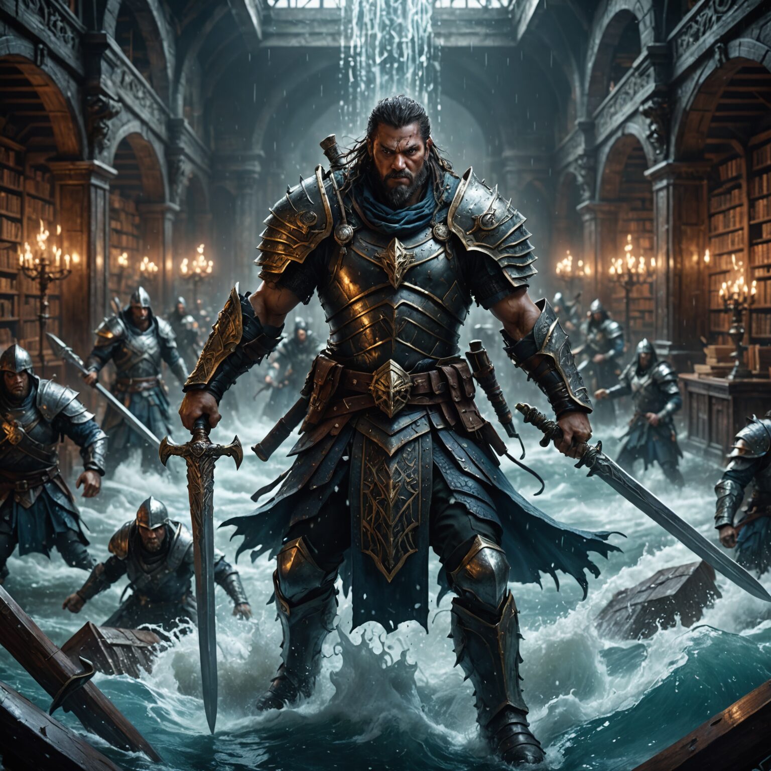 The Aquatic Warlord of the Arcane Library: A Visual Odyssey fantasy art