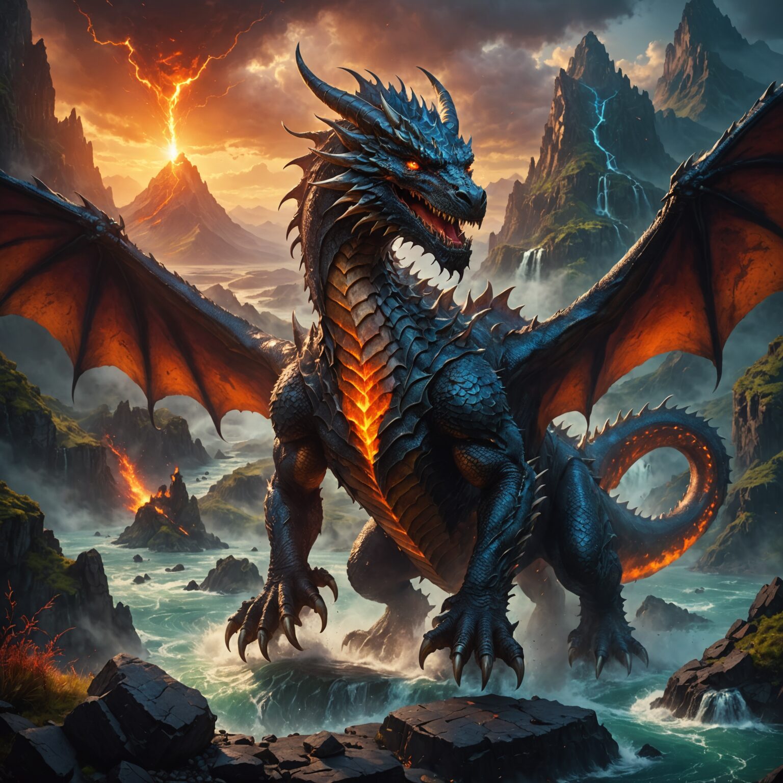 The Champion Elder Dragon of Volcanic Waters fantasy art
