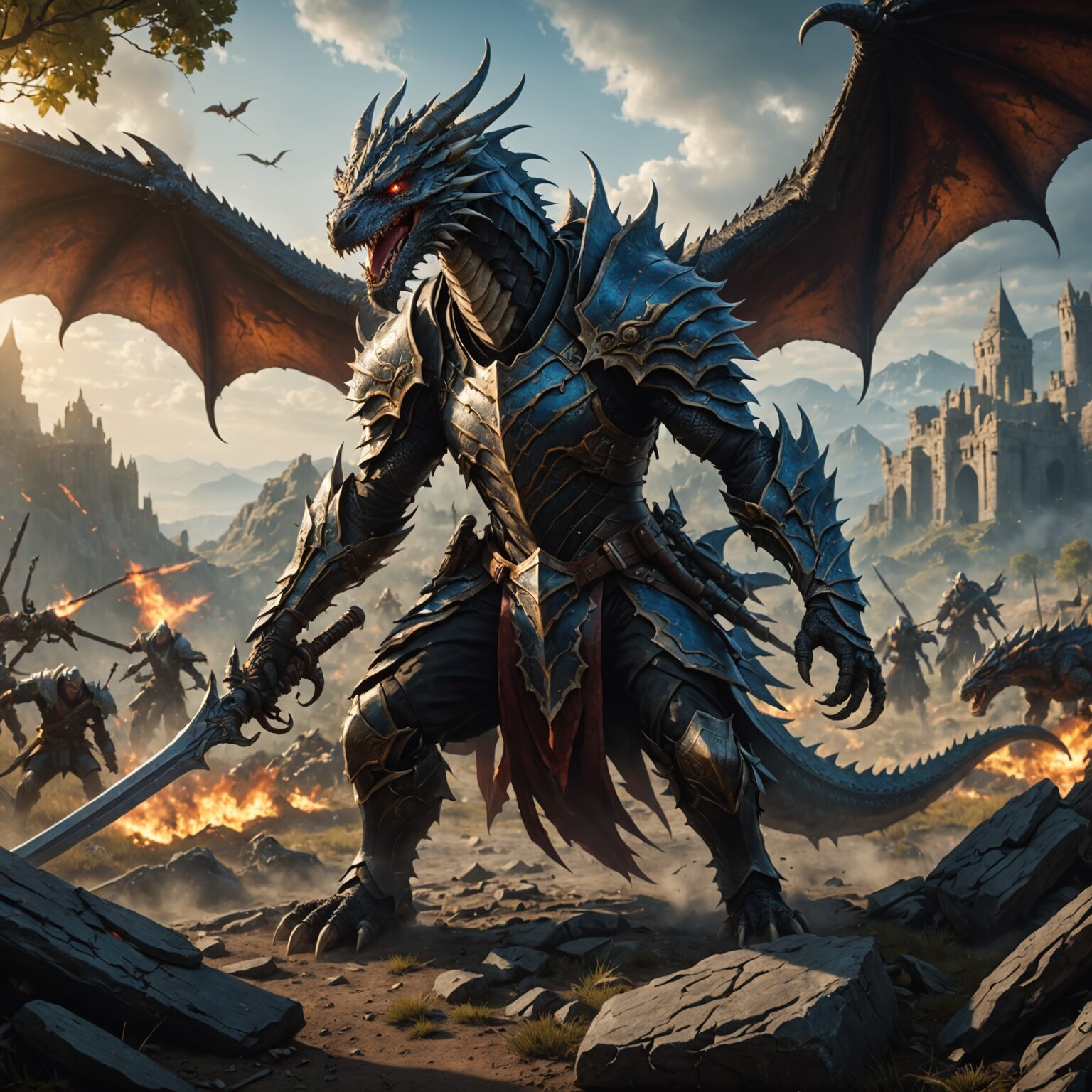 The Earth-Empowered Elder Dragon Assassin: A Cinematic Battle Legend fantasy art